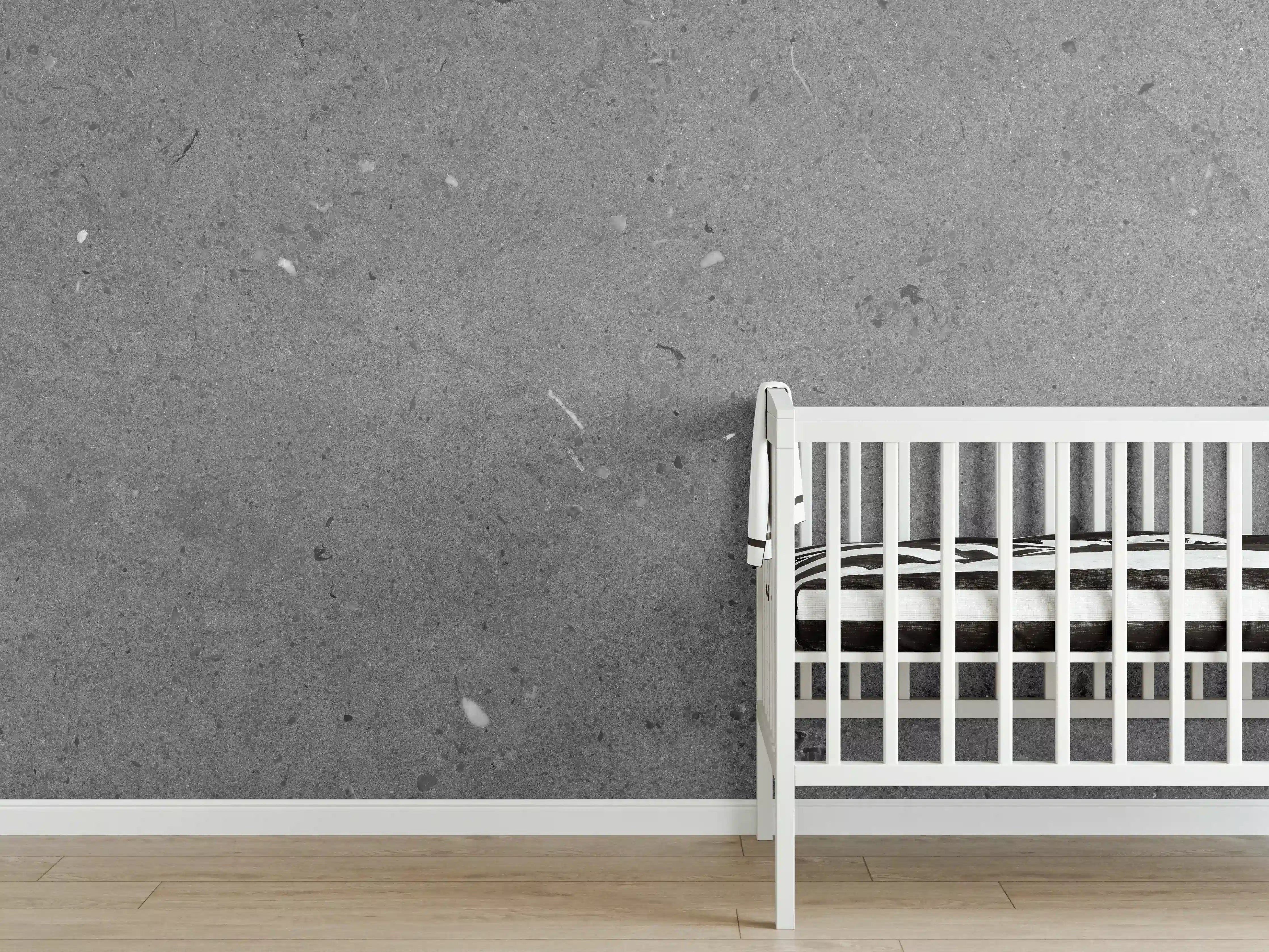 Babyzimmer Wandgestaltung - Grauer Marmor im Asphaltdesign