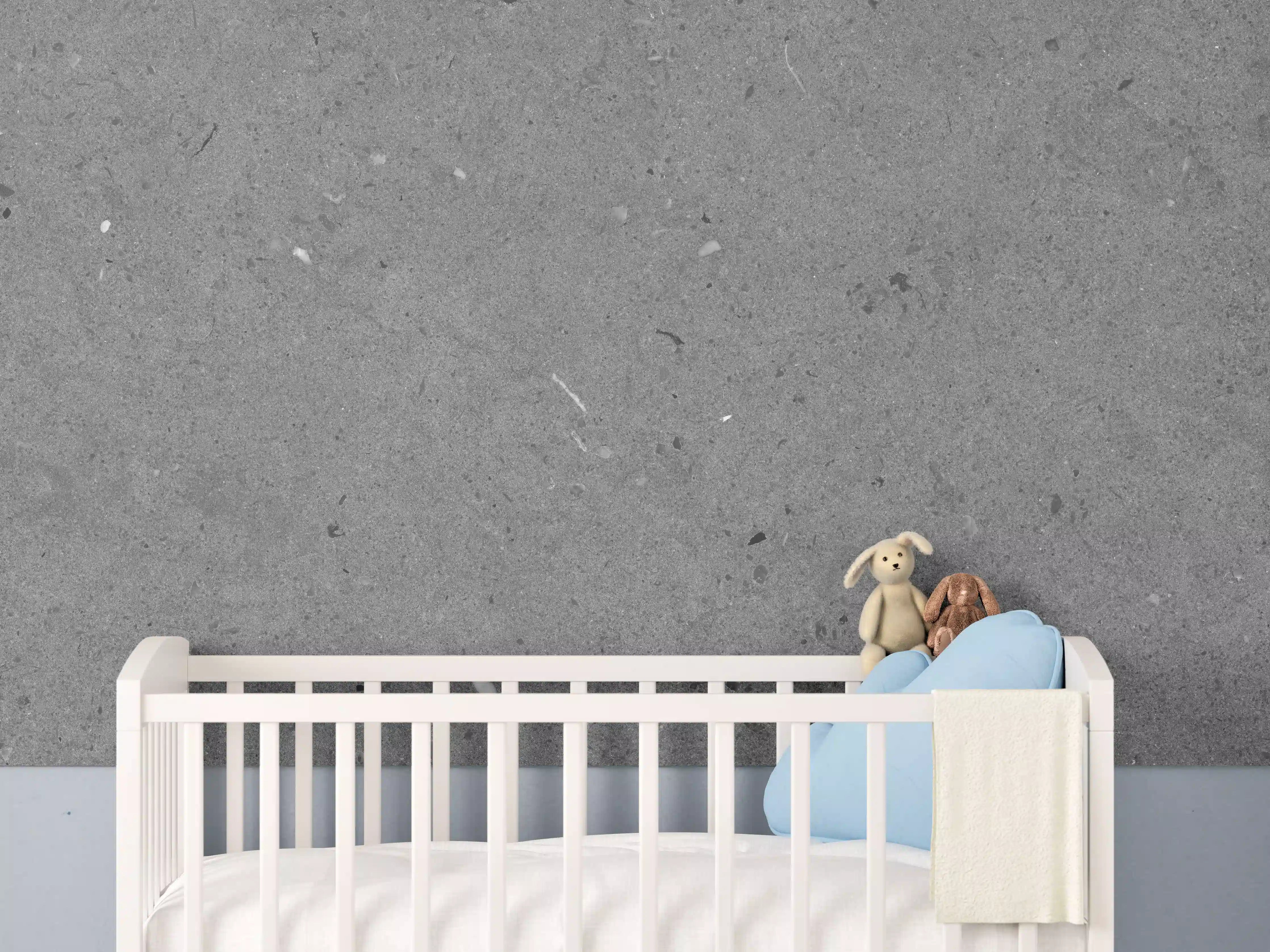 Babyzimmer Wandgestaltung - Grauer Marmor im Asphaltdesign