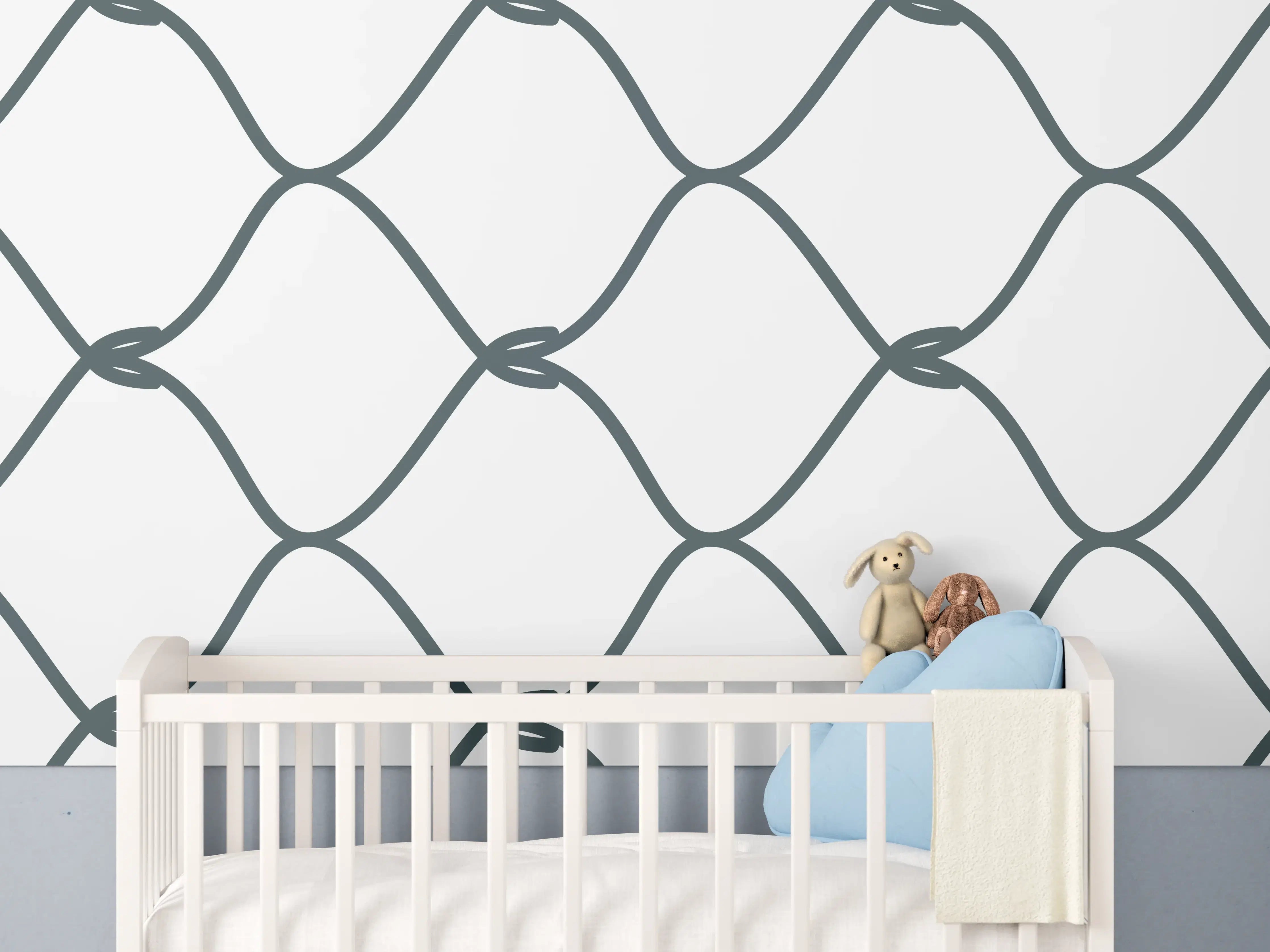Babyzimmer Wandgestaltung - Grauer Maschendrahtzaun