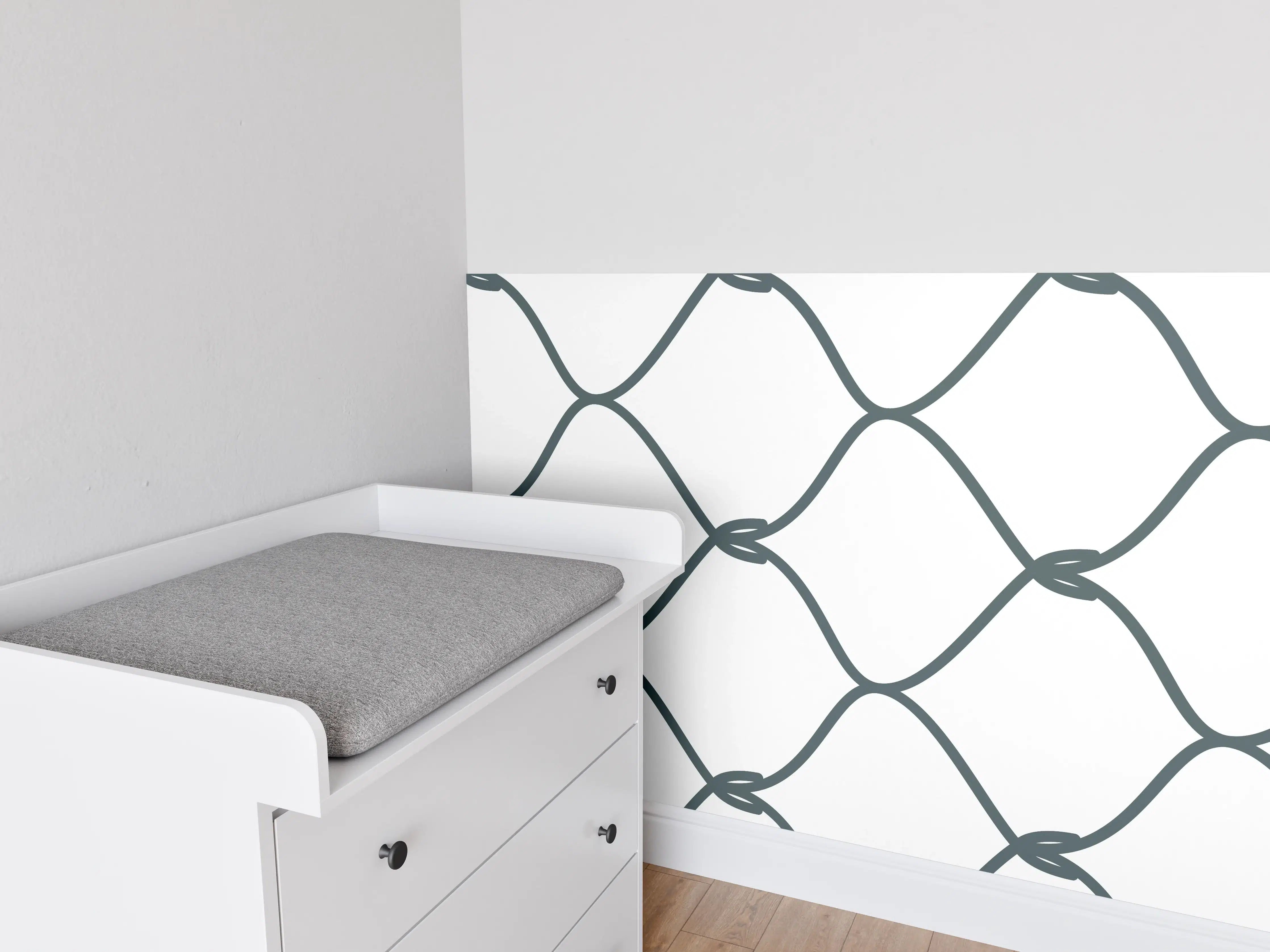 Babyzimmer Wandgestaltung - Grauer Maschendrahtzaun