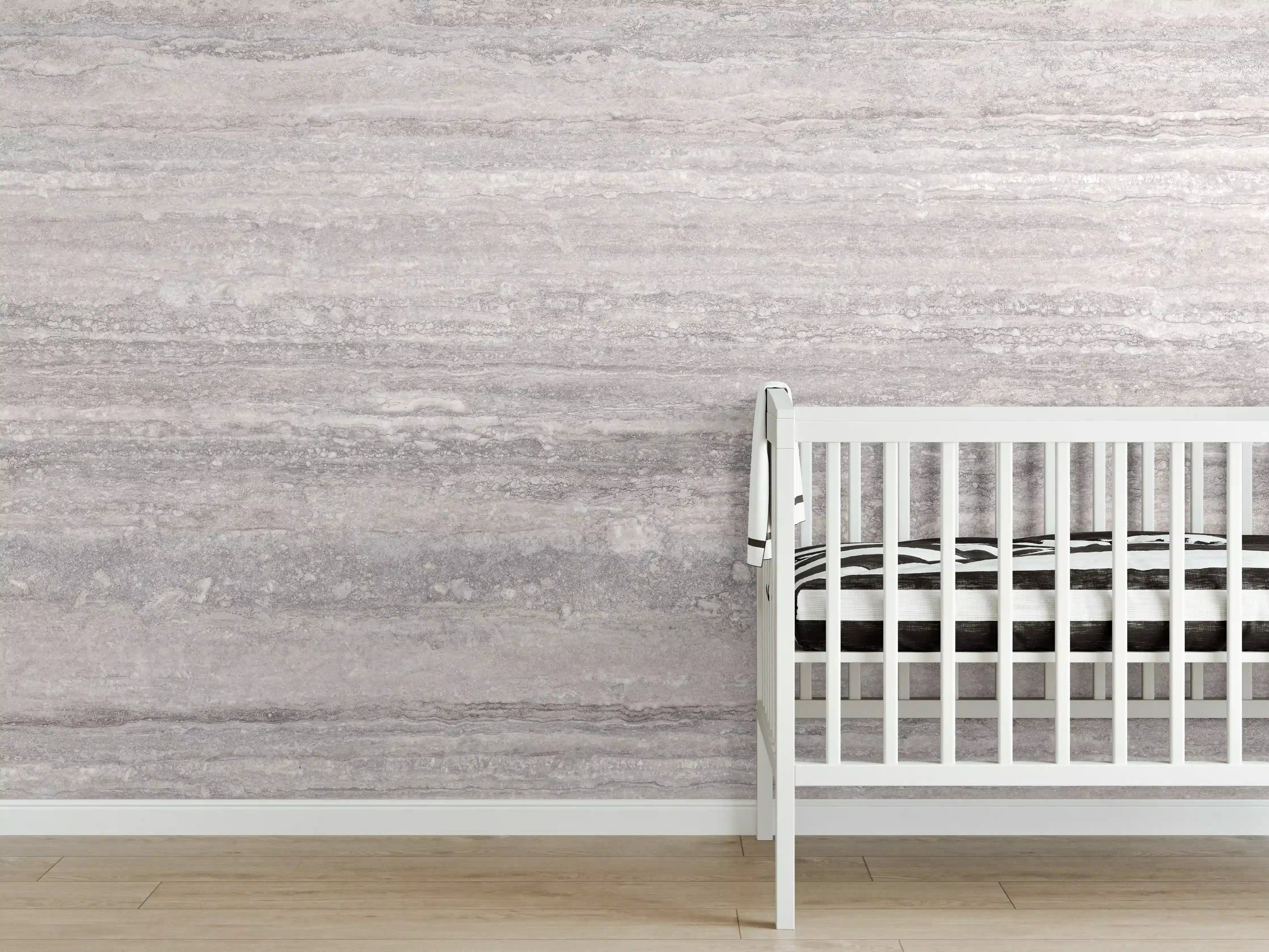 Babyzimmer Wandgestaltung - Grauer Travertin Stein