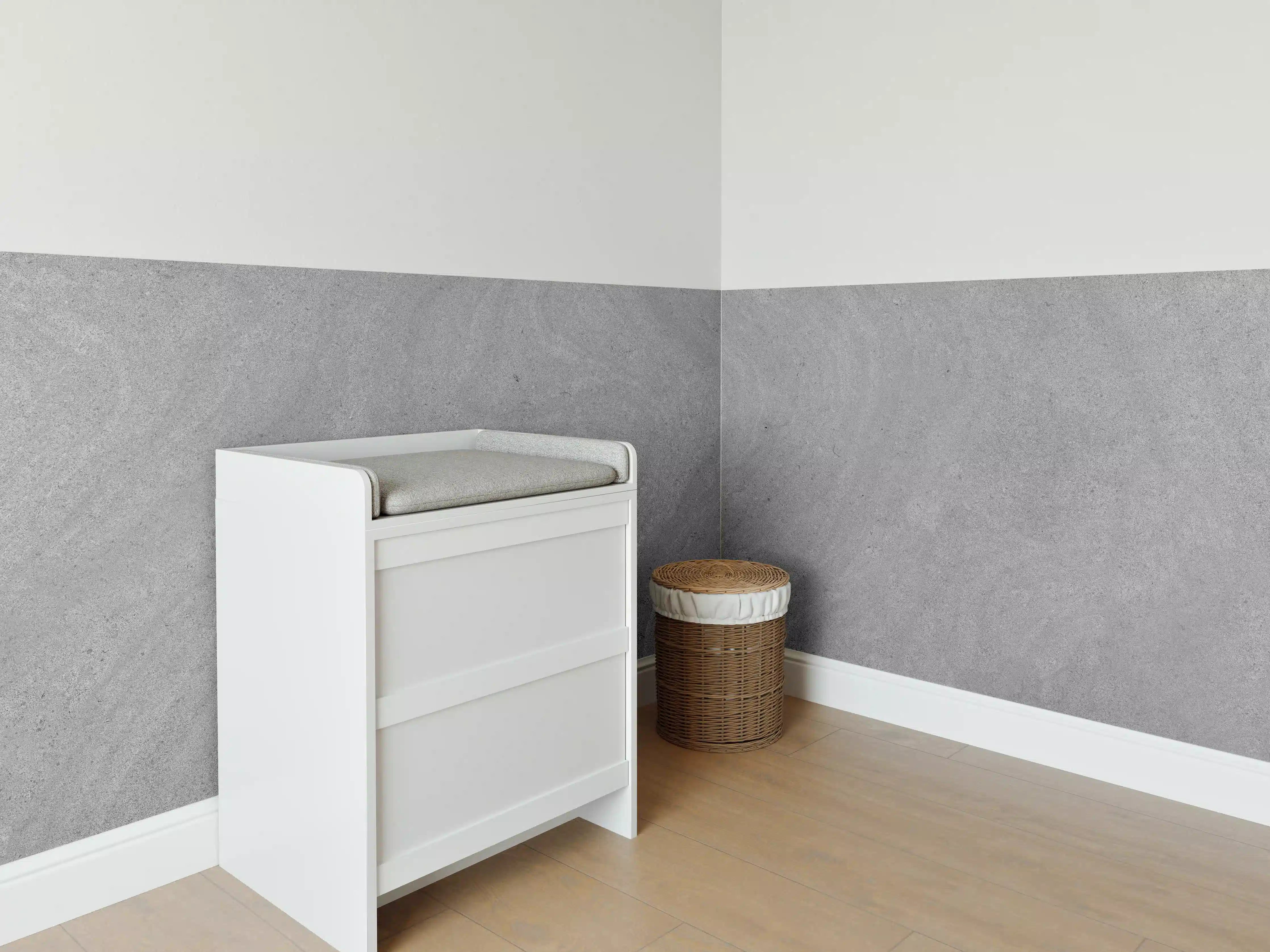 Babyzimmer Wandgestaltung - Grauer krauser Marmor