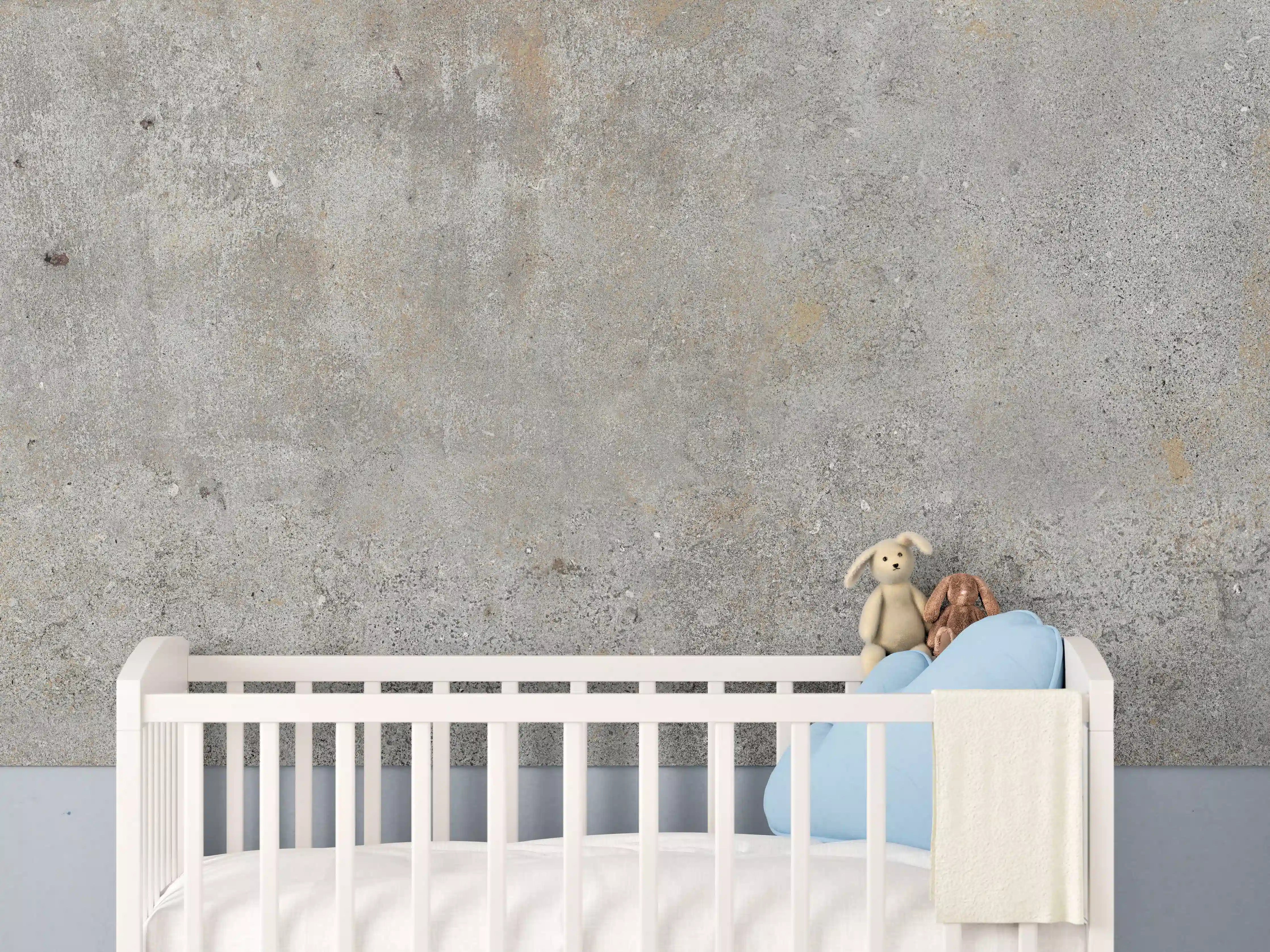 Babyzimmer Wandgestaltung - Grauer rustikaler Beton