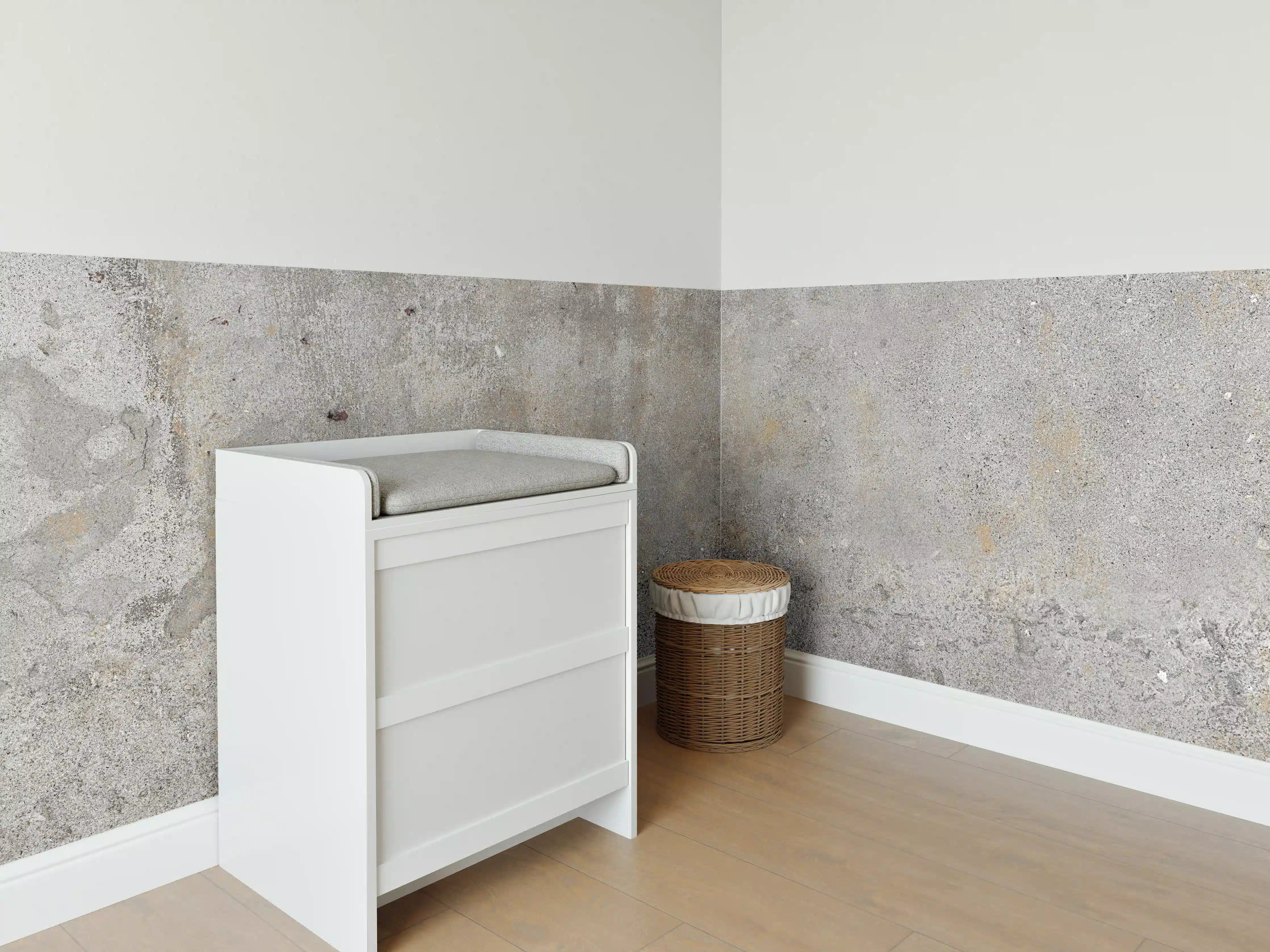 Babyzimmer Wandgestaltung - Grauer rustikaler Beton