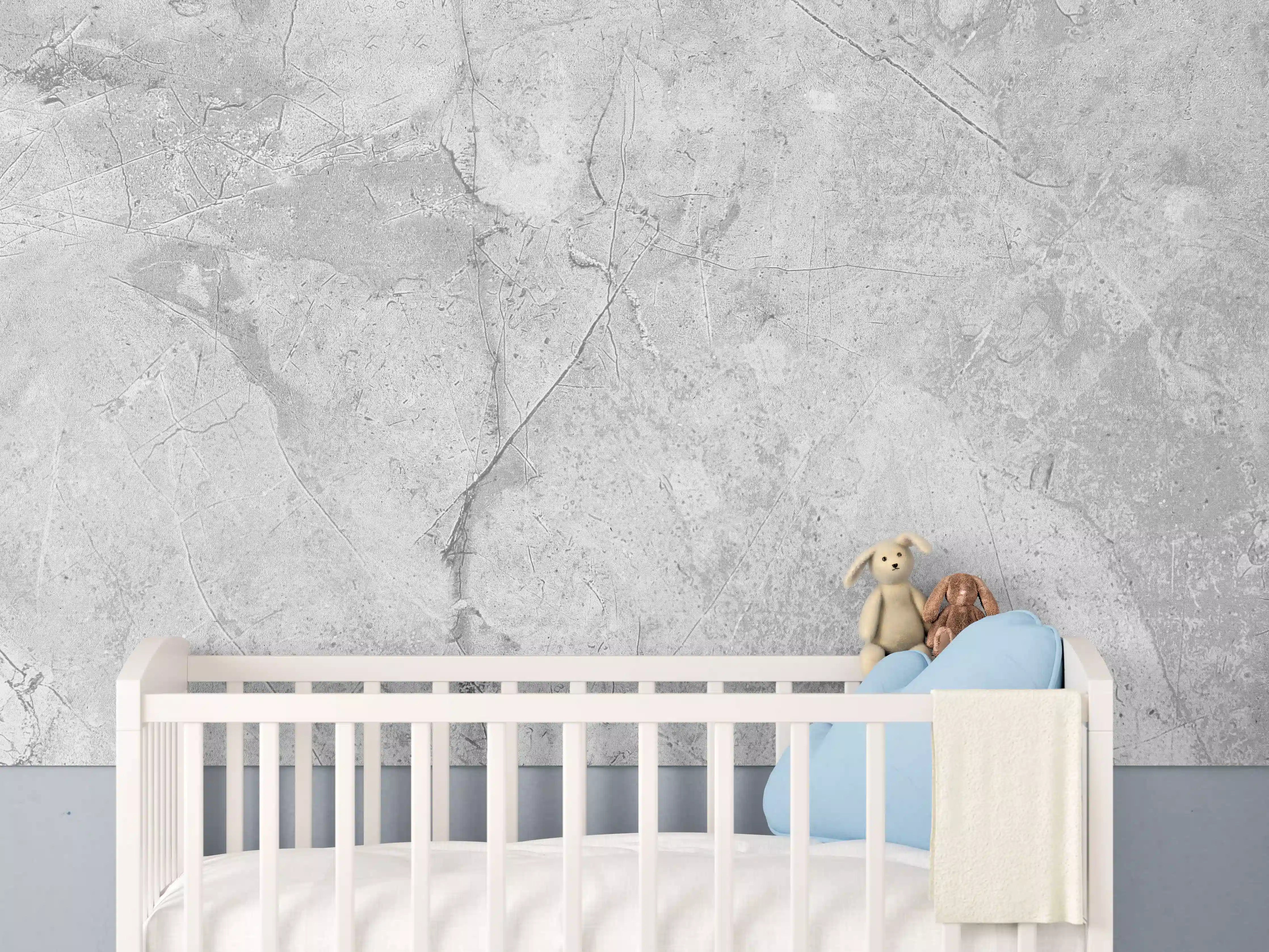 Babyzimmer Wandgestaltung - Graues Betonmuster