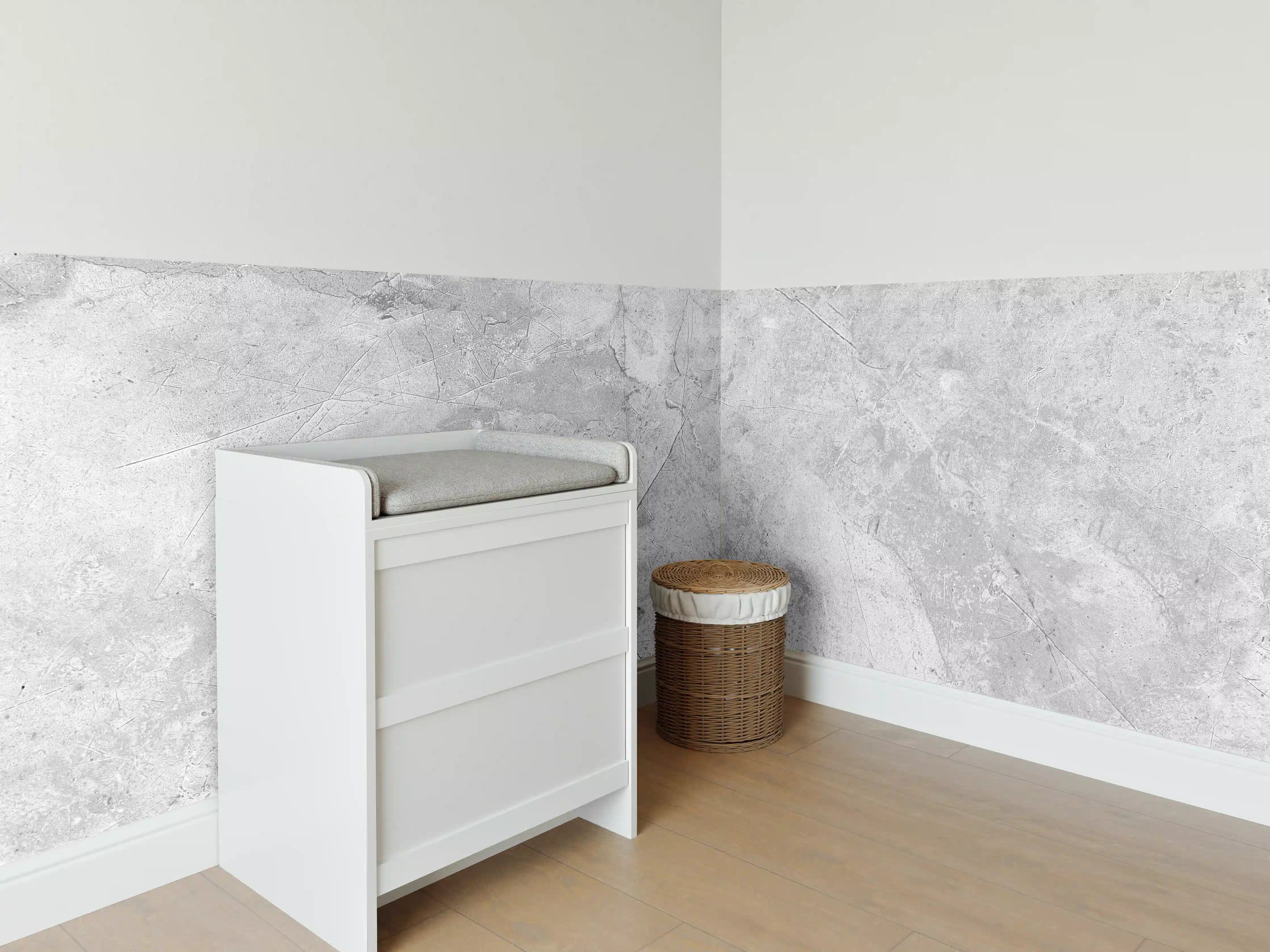 Babyzimmer Wandgestaltung - Graues Betonmuster