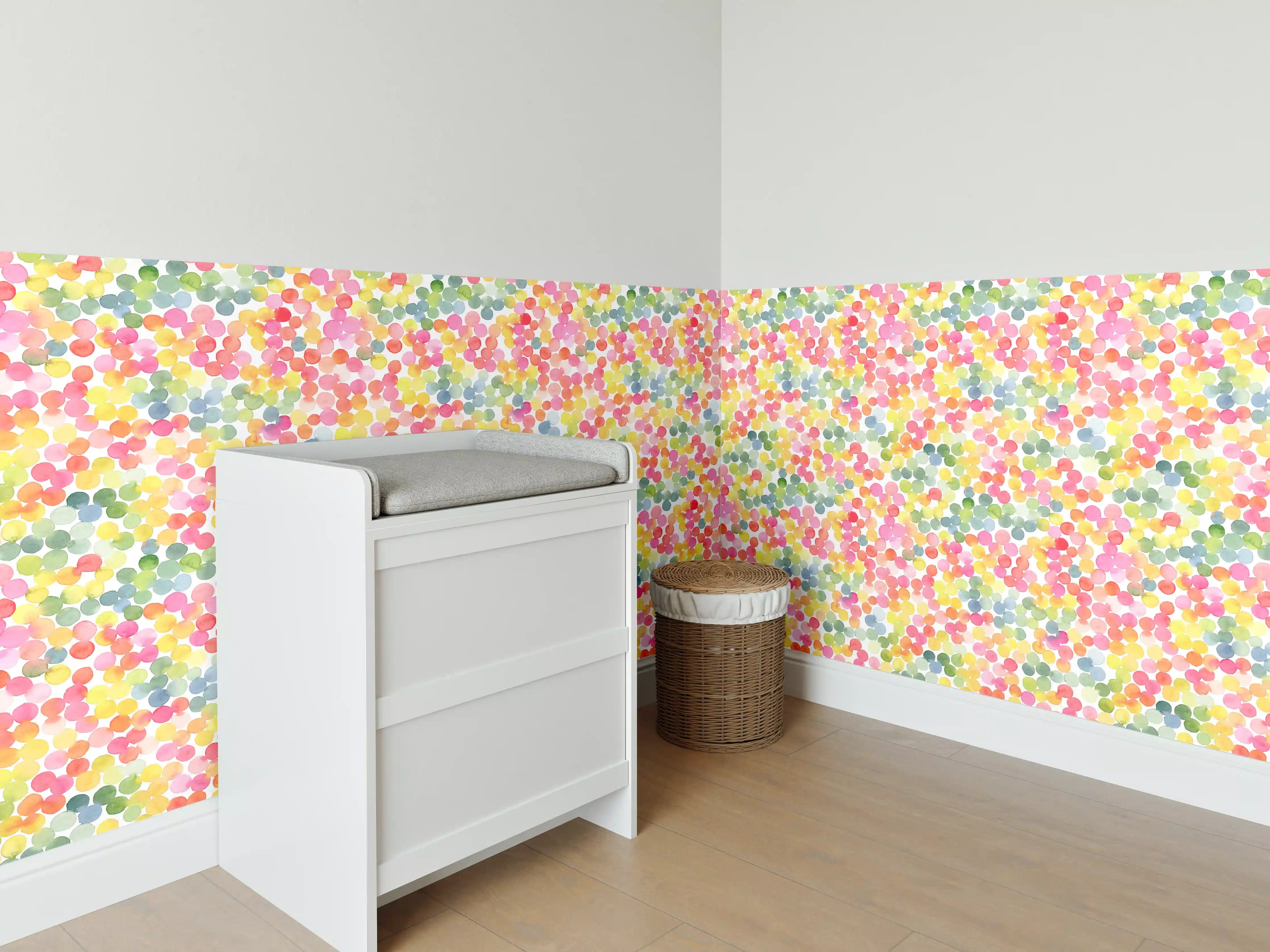 Babyzimmer Wandgestaltung - Graues Funkeln im Konfetti-Regen
