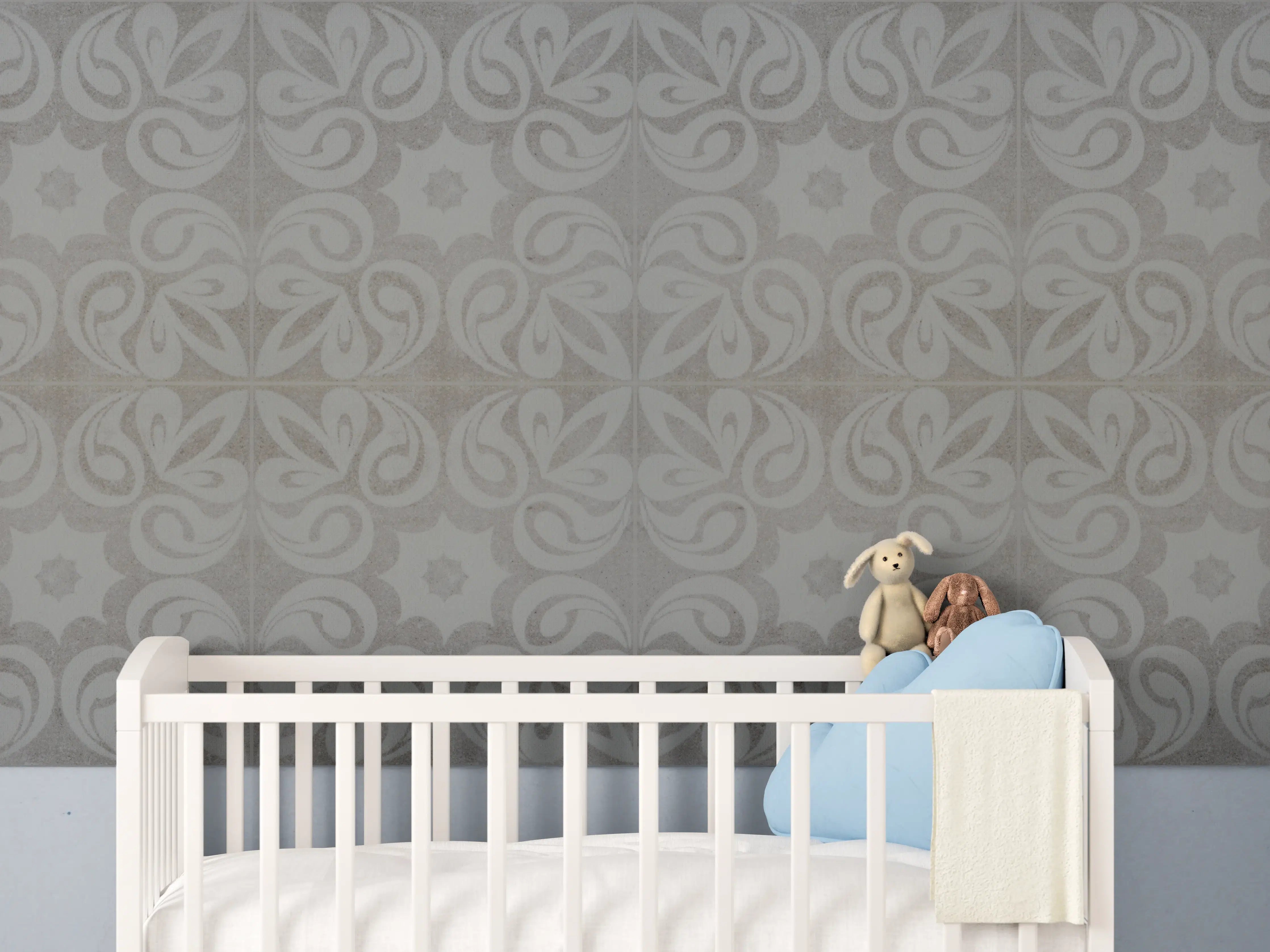 Babyzimmer Wandgestaltung - Graues quadratisches Mosaikmotiv