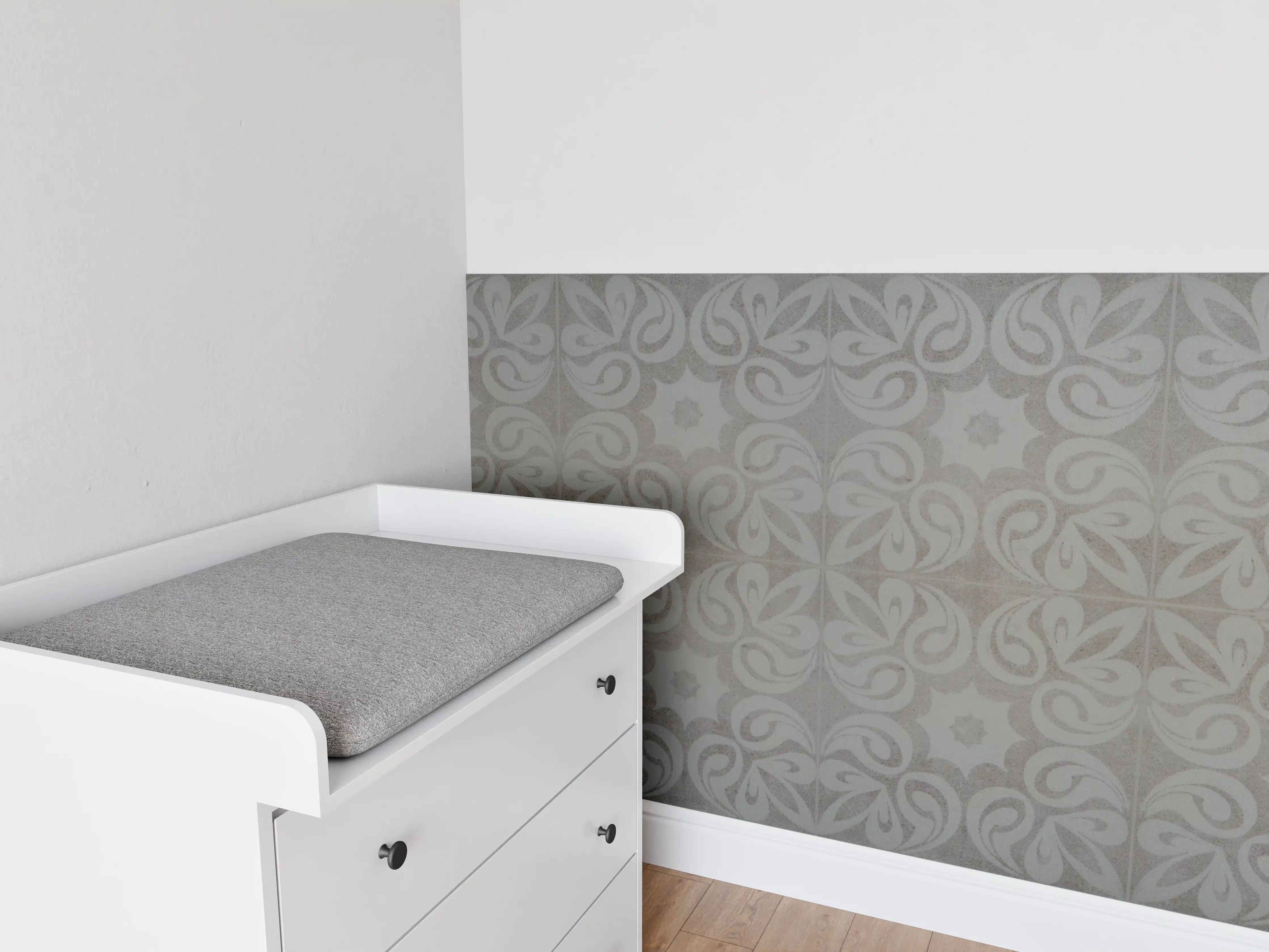 Babyzimmer Wandgestaltung - Graues quadratisches Mosaikmotiv