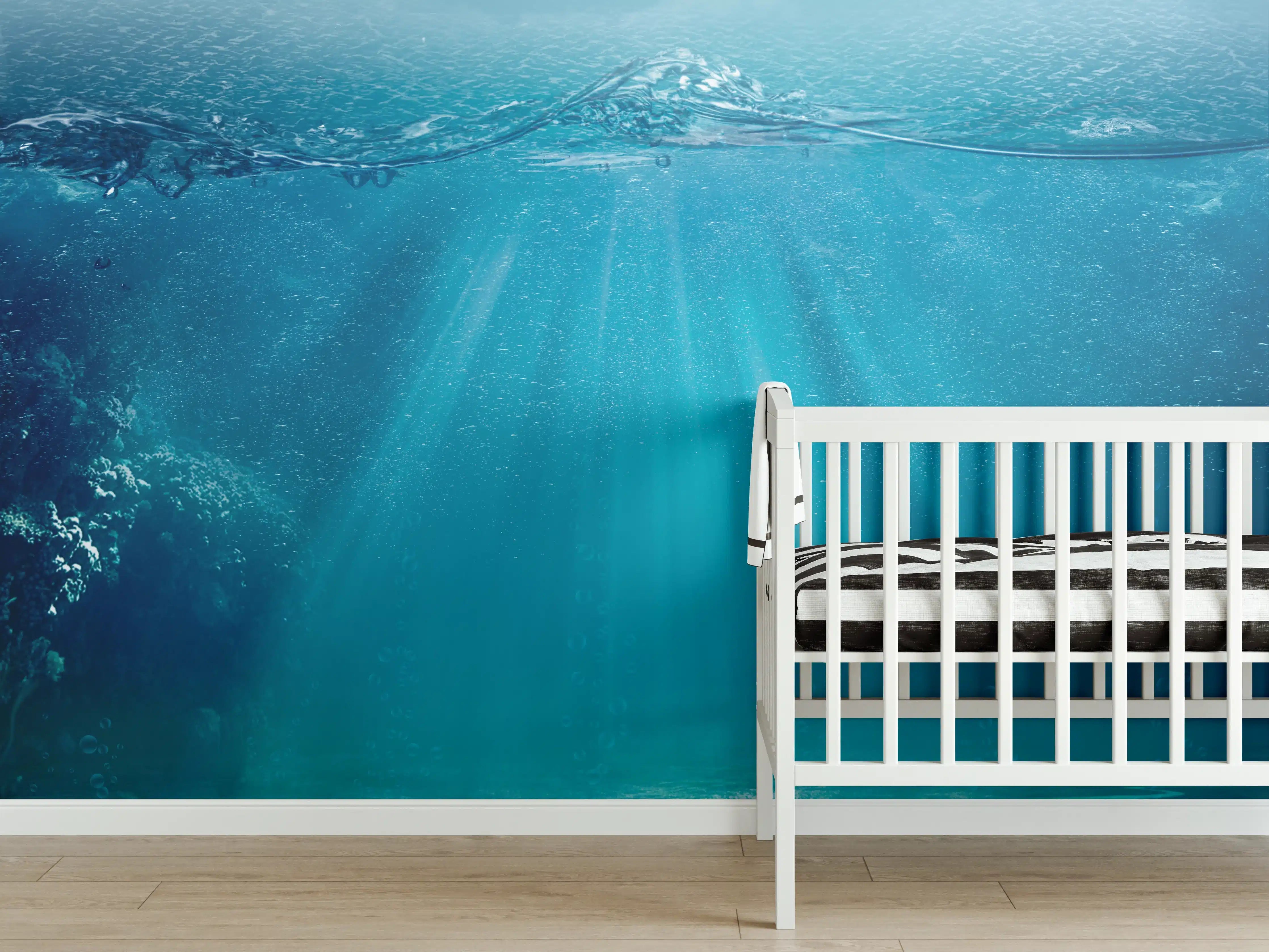 Babyzimmer Wandgestaltung - Grauwe Sonnenblicke unter Wasser