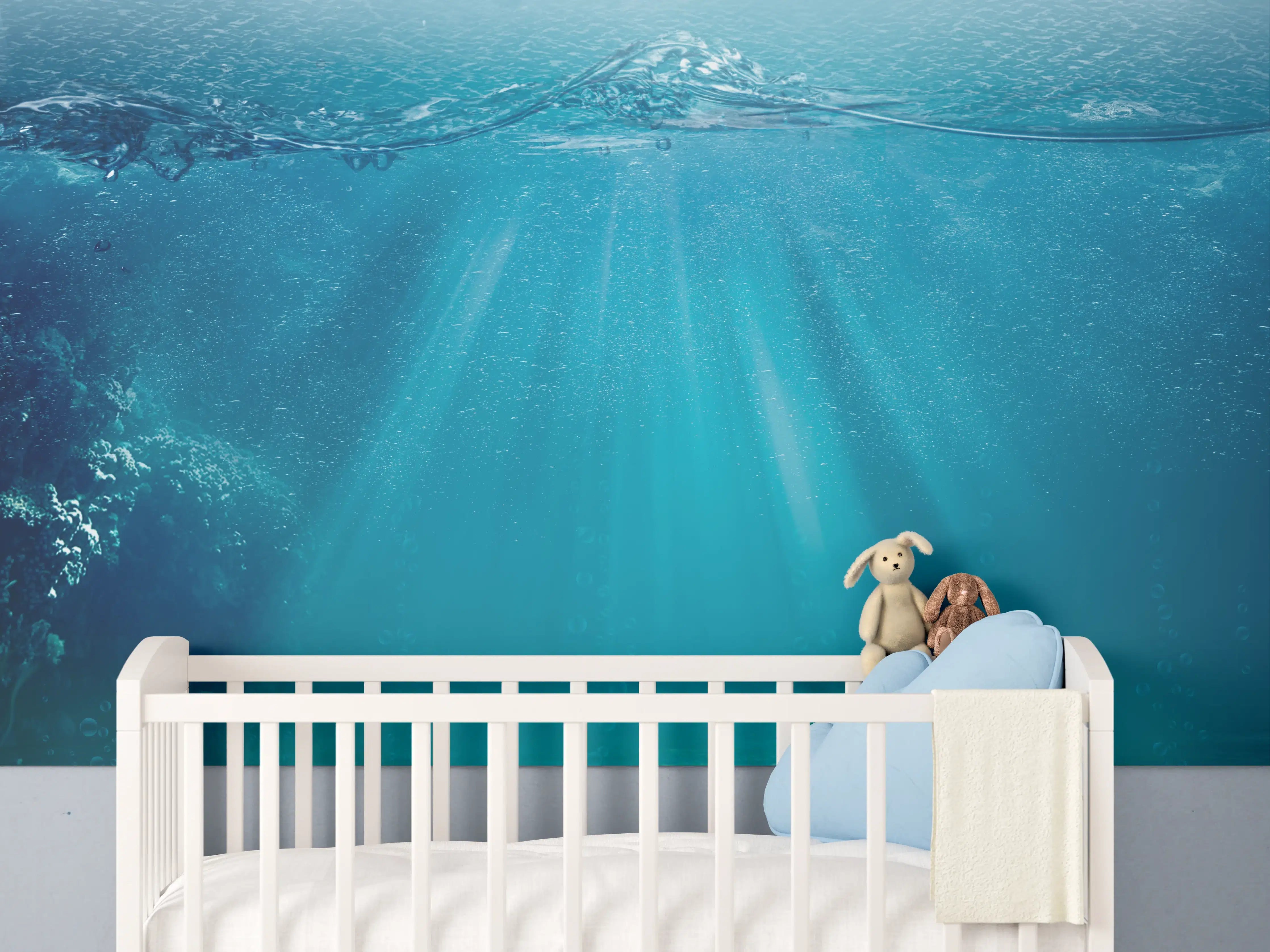Babyzimmer Wandgestaltung - Grauwe Sonnenblicke unter Wasser