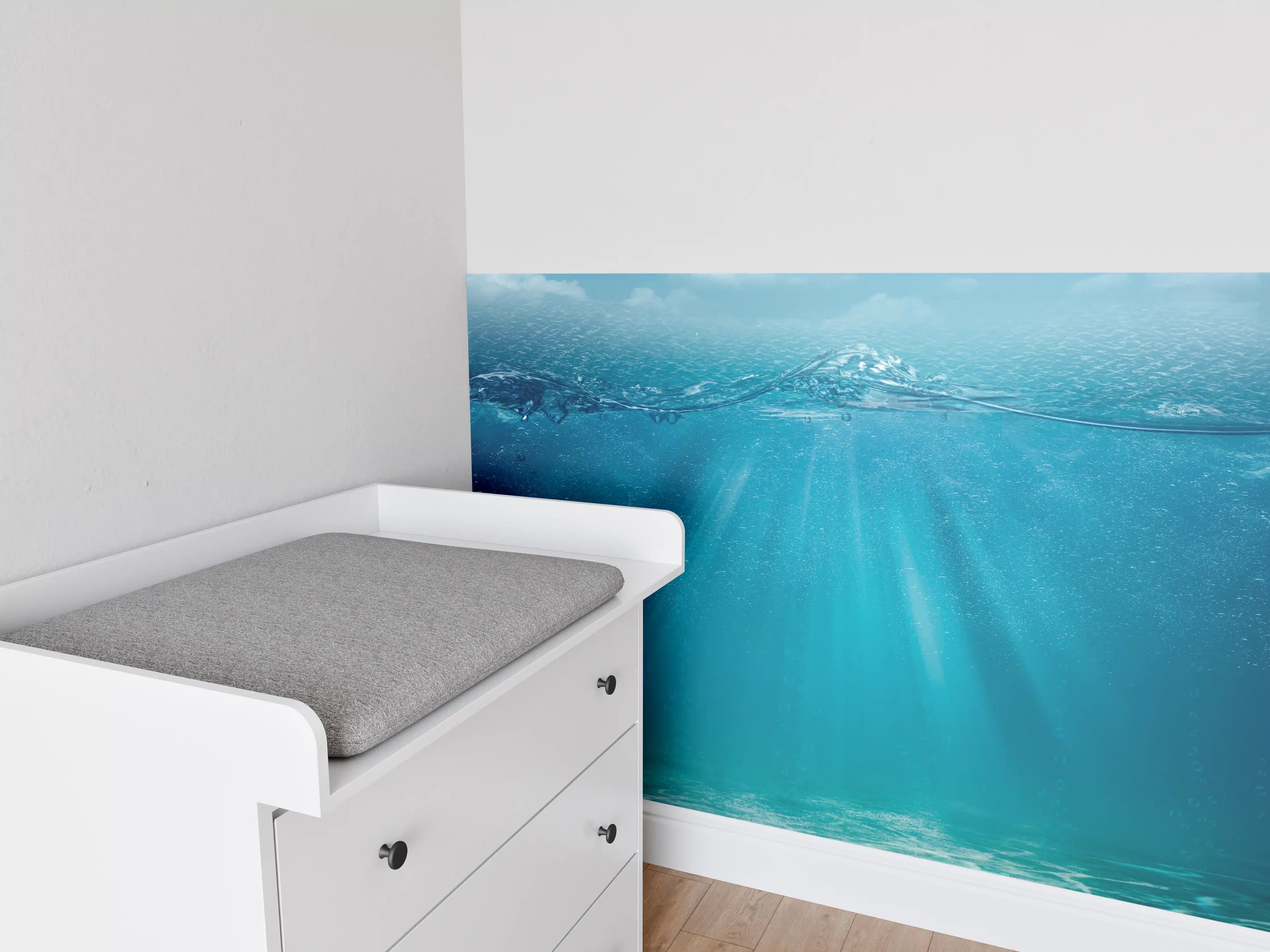 Babyzimmer Wandgestaltung - Grauwe Sonnenblicke unter Wasser