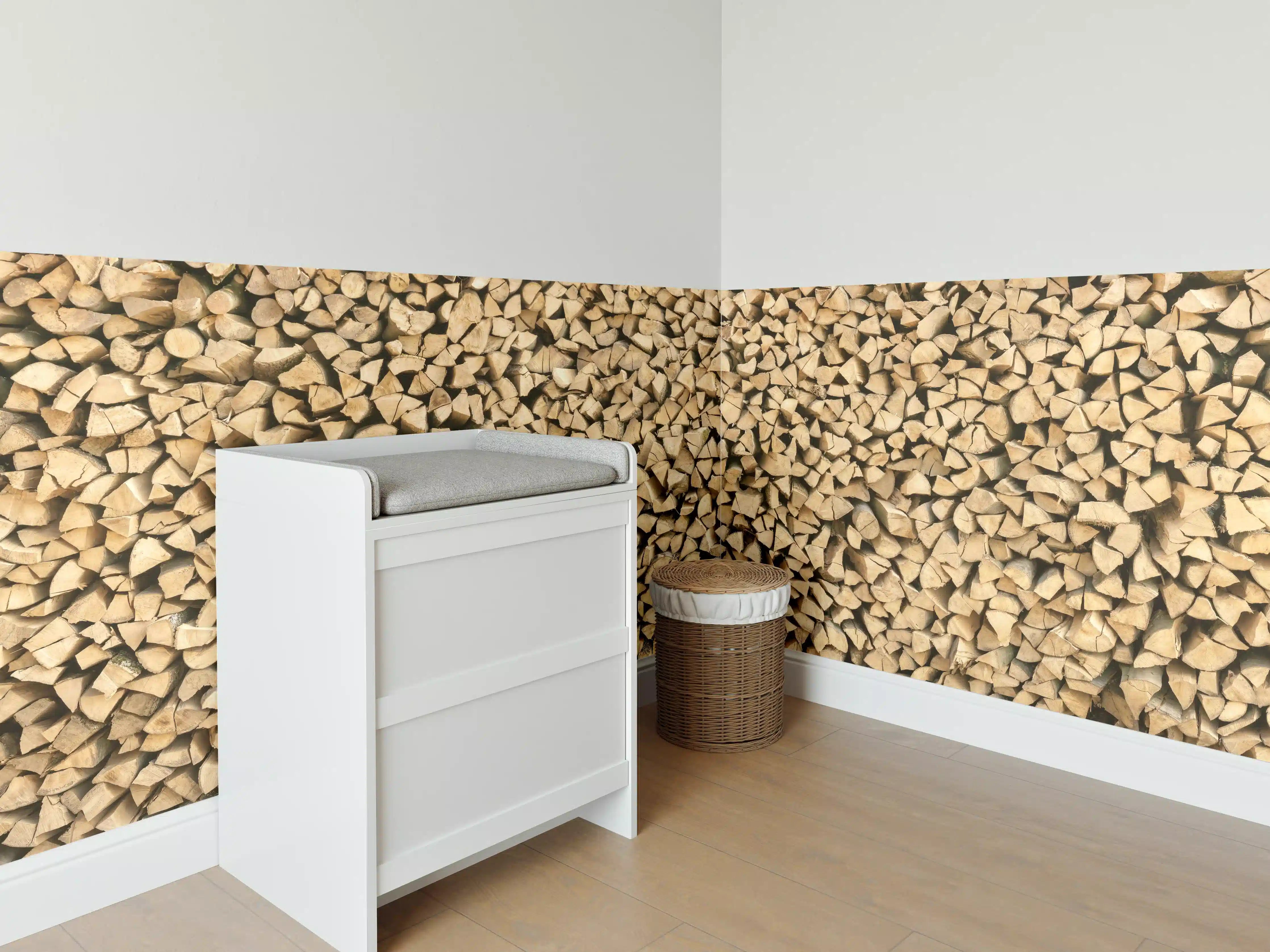 Babyzimmer Wandgestaltung - Großer Haufen Holzscheite