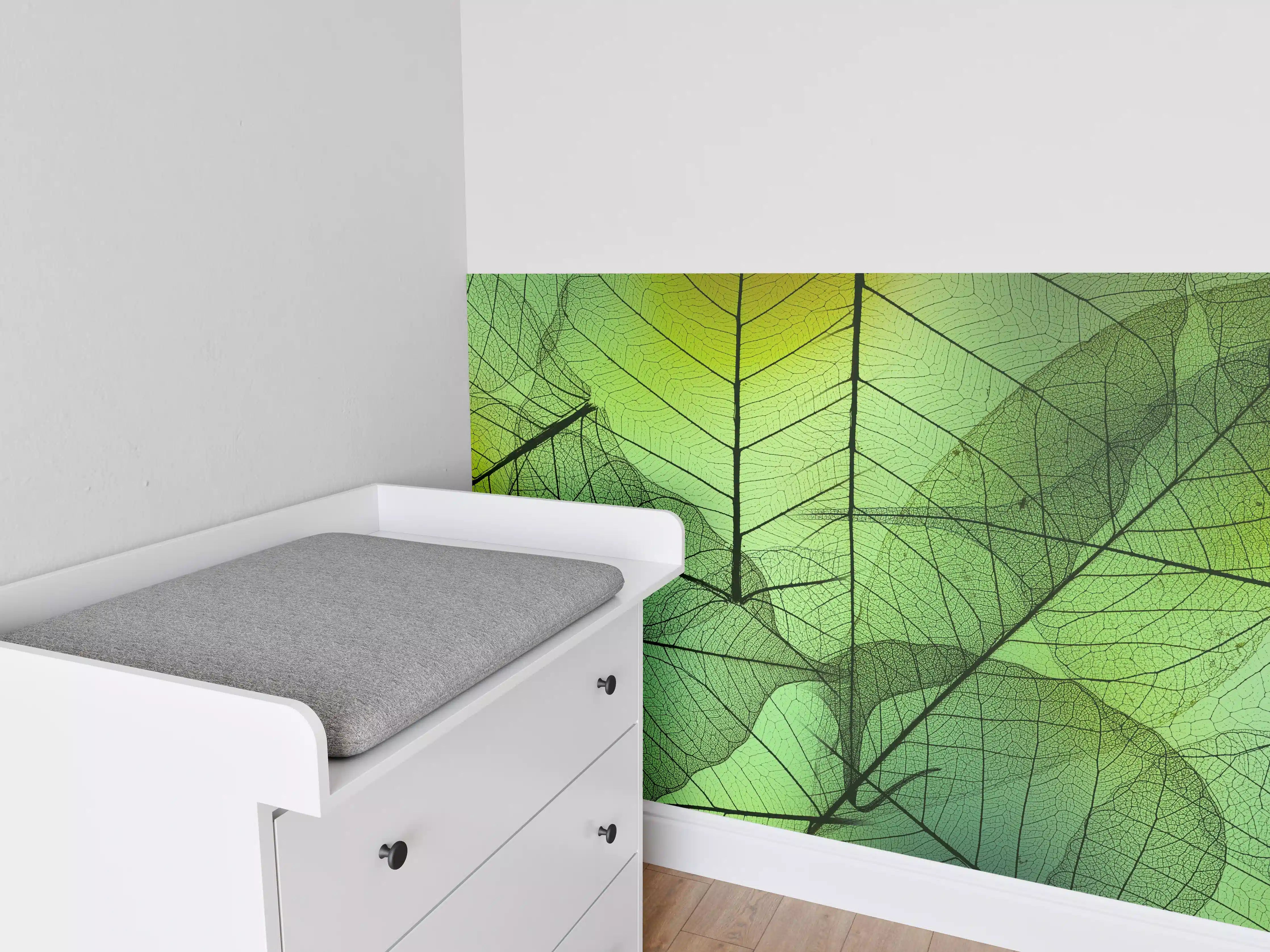 Babyzimmer Wandgestaltung - Grün-Gelbe Blattstruktur Makro