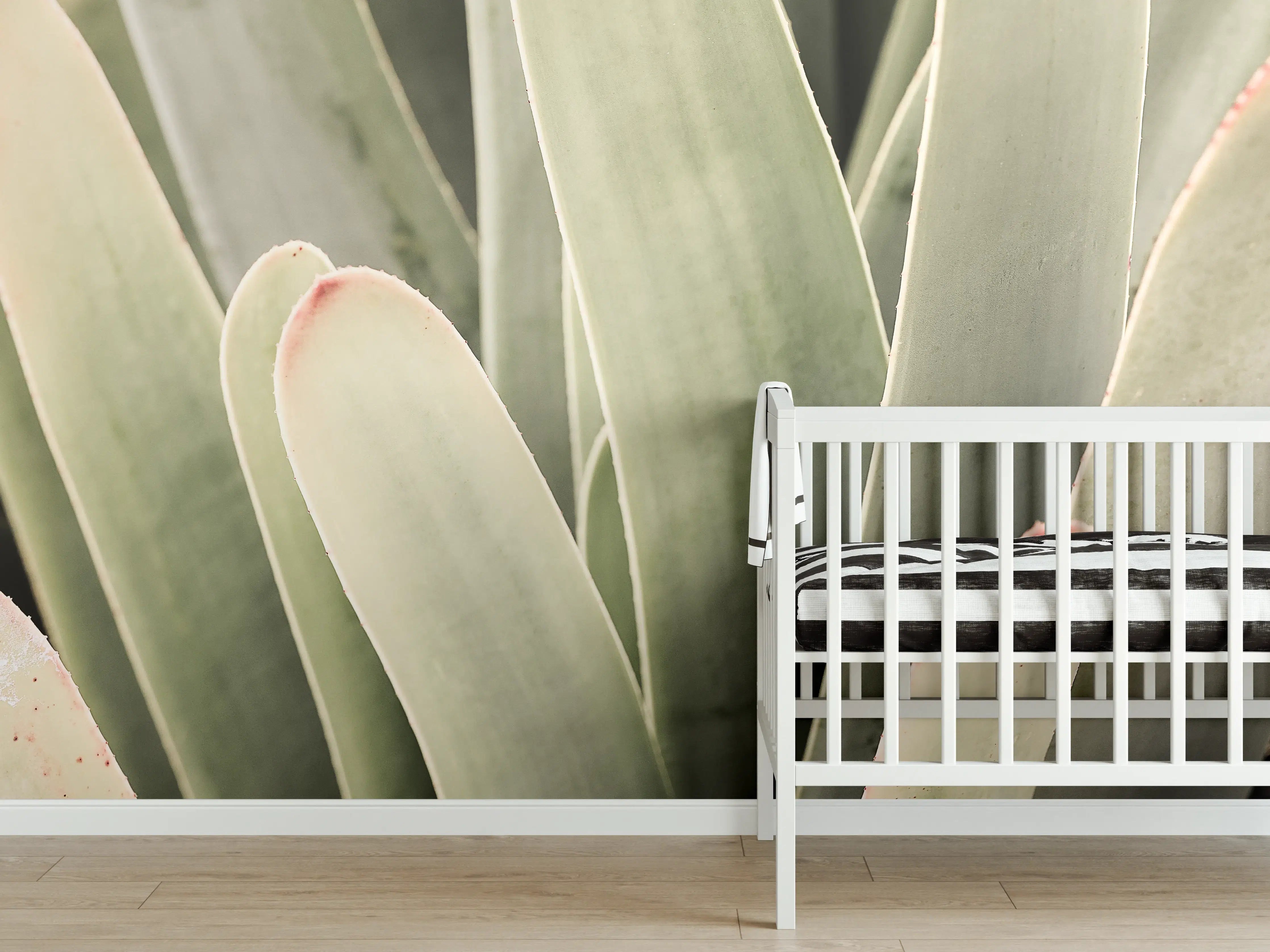 Babyzimmer Wandgestaltung - Grüne Aloe-Vera-Textur