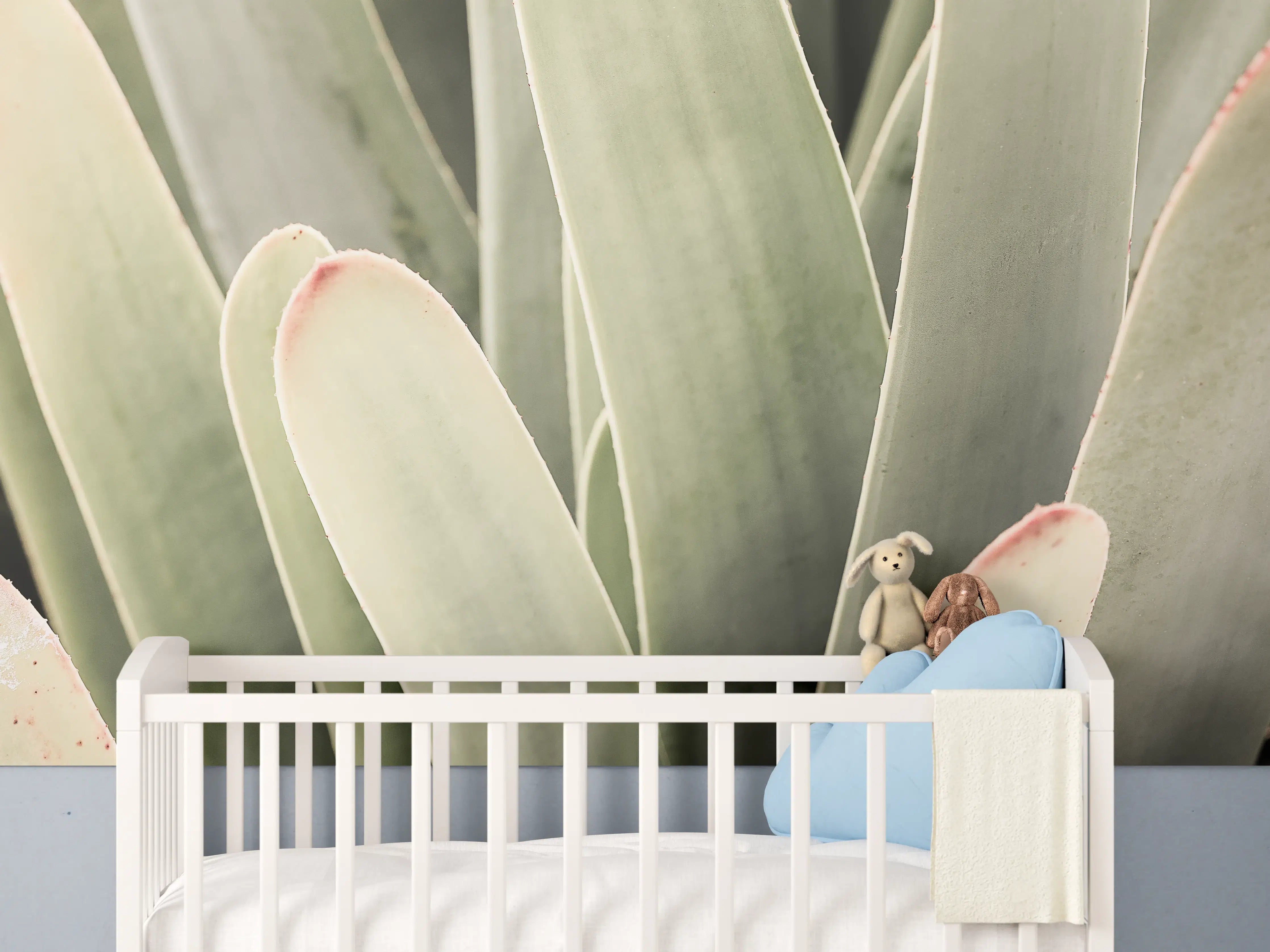 Babyzimmer Wandgestaltung - Grüne Aloe-Vera-Textur