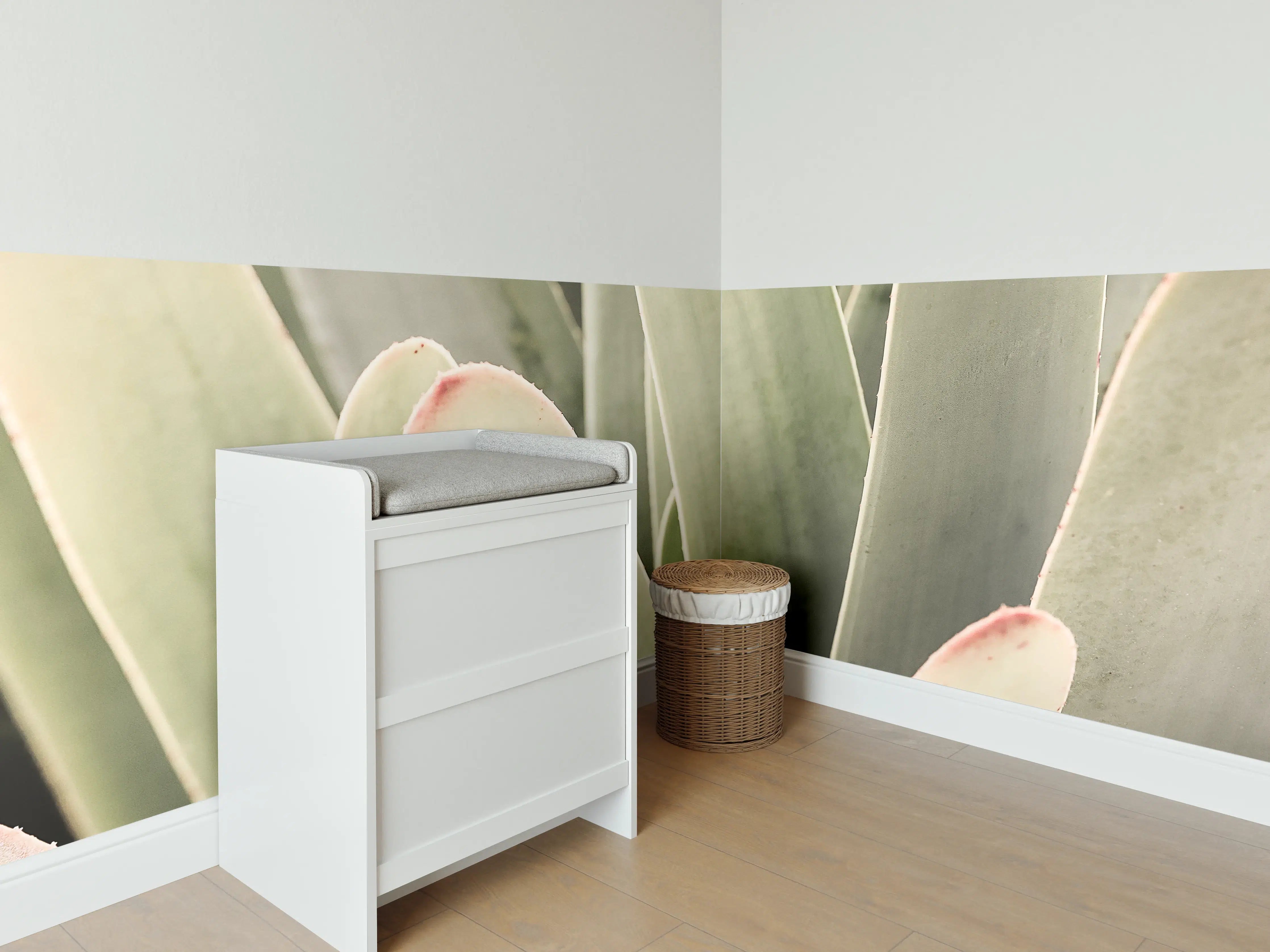 Babyzimmer Wandgestaltung - Grüne Aloe-Vera-Textur