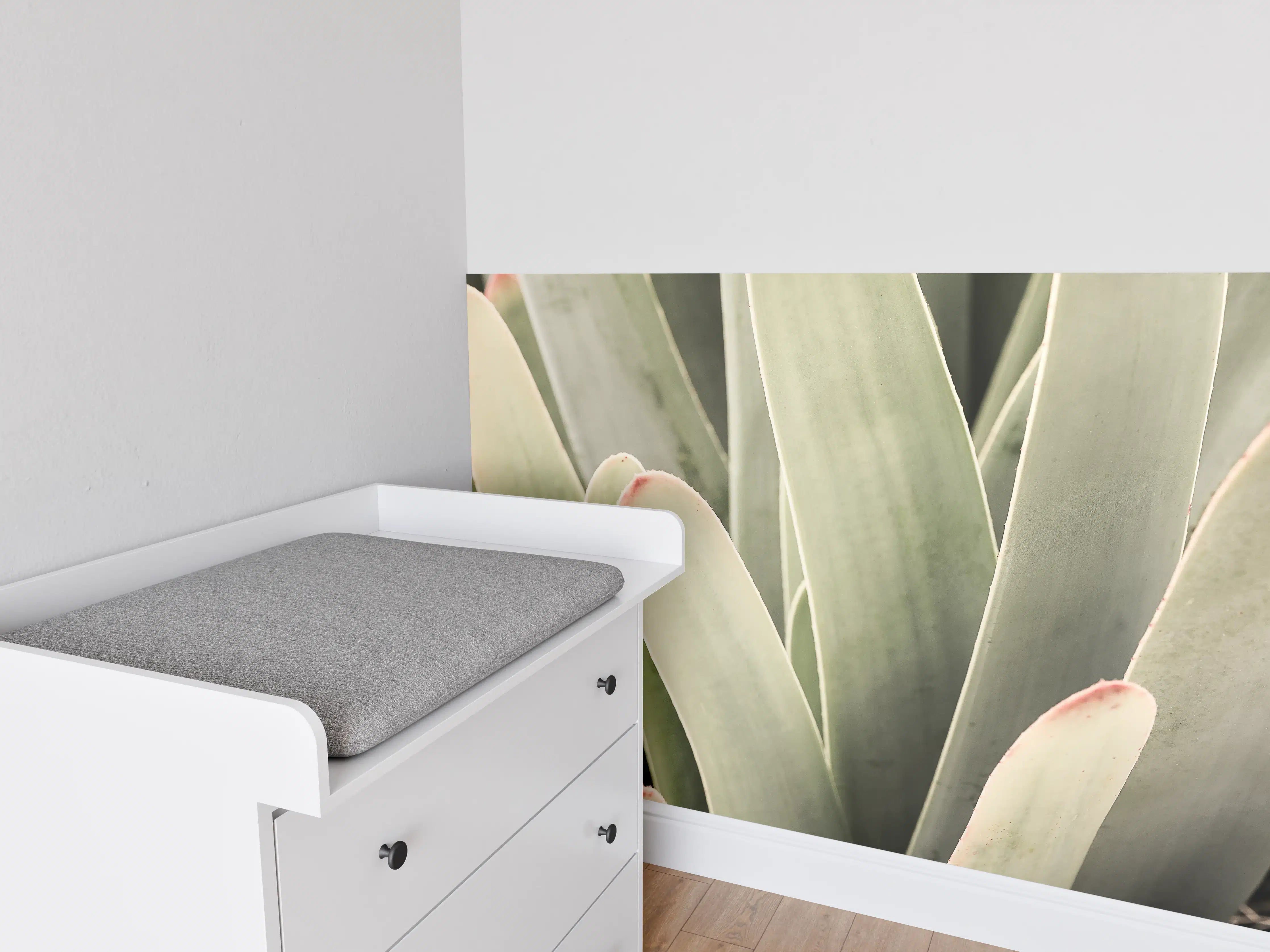 Babyzimmer Wandgestaltung - Grüne Aloe-Vera-Textur