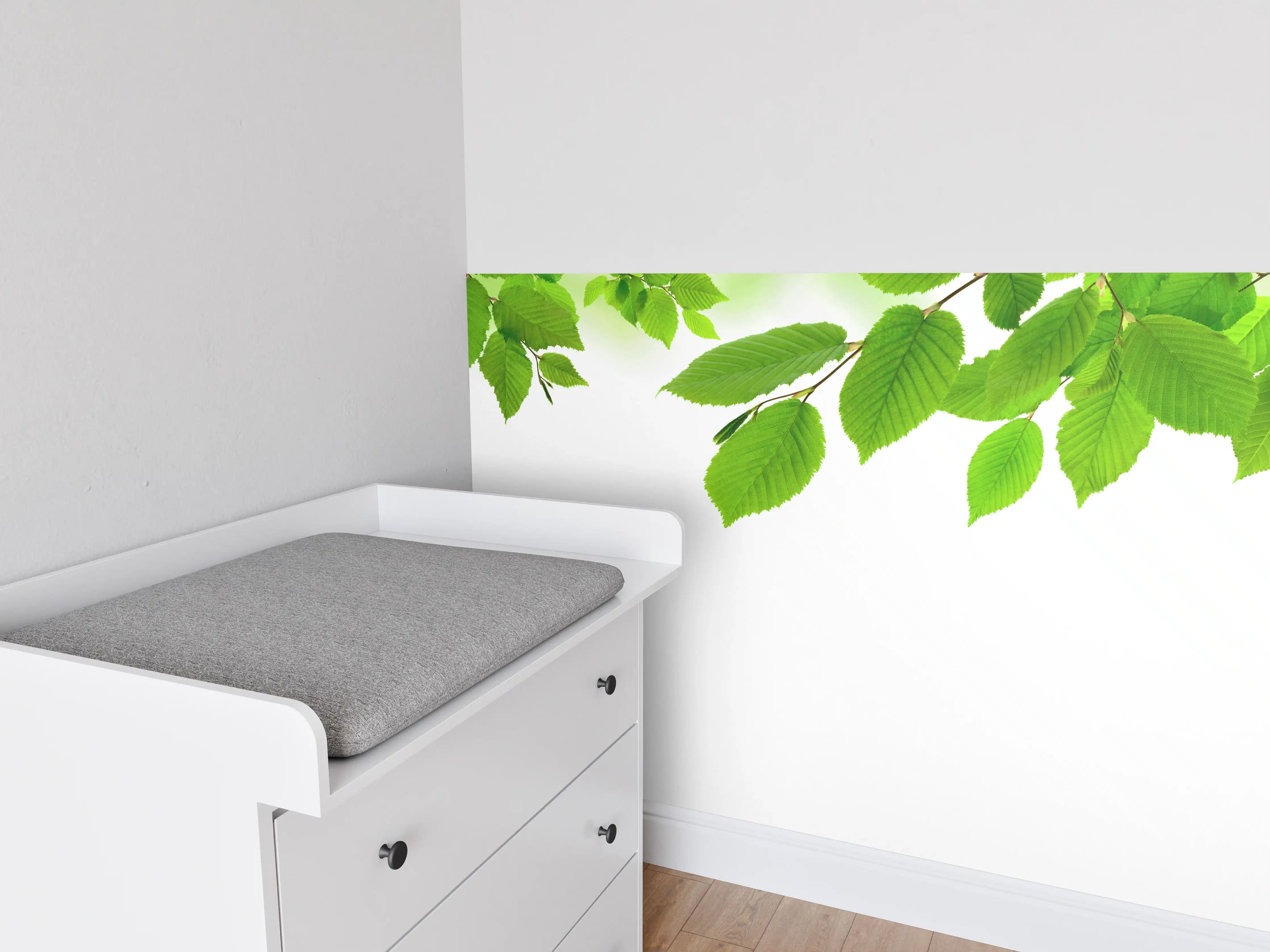 Babyzimmer Wandgestaltung - Grüne Blätter