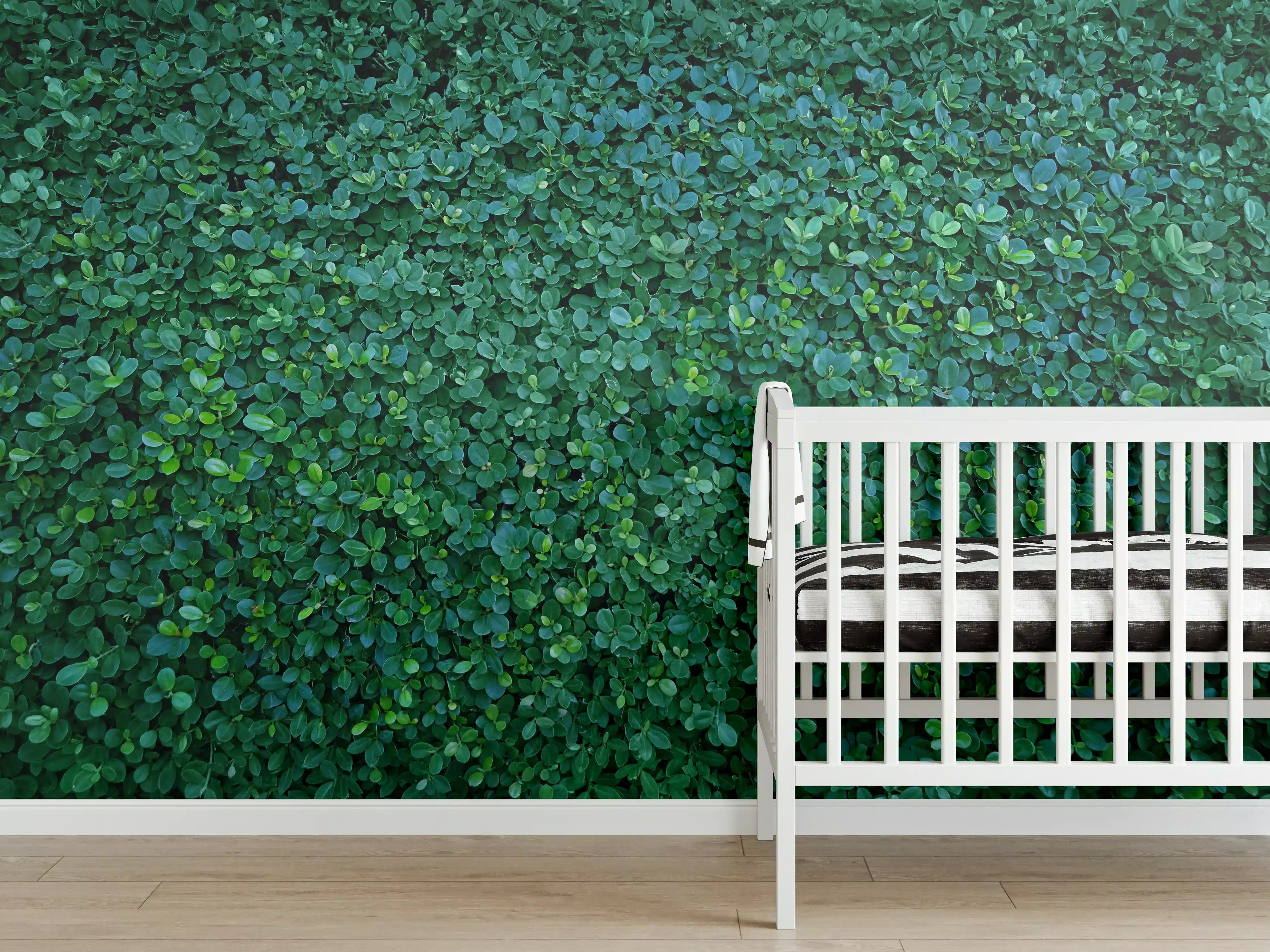 Babyzimmer Wandgestaltung - Grüne Blätterwand Textur