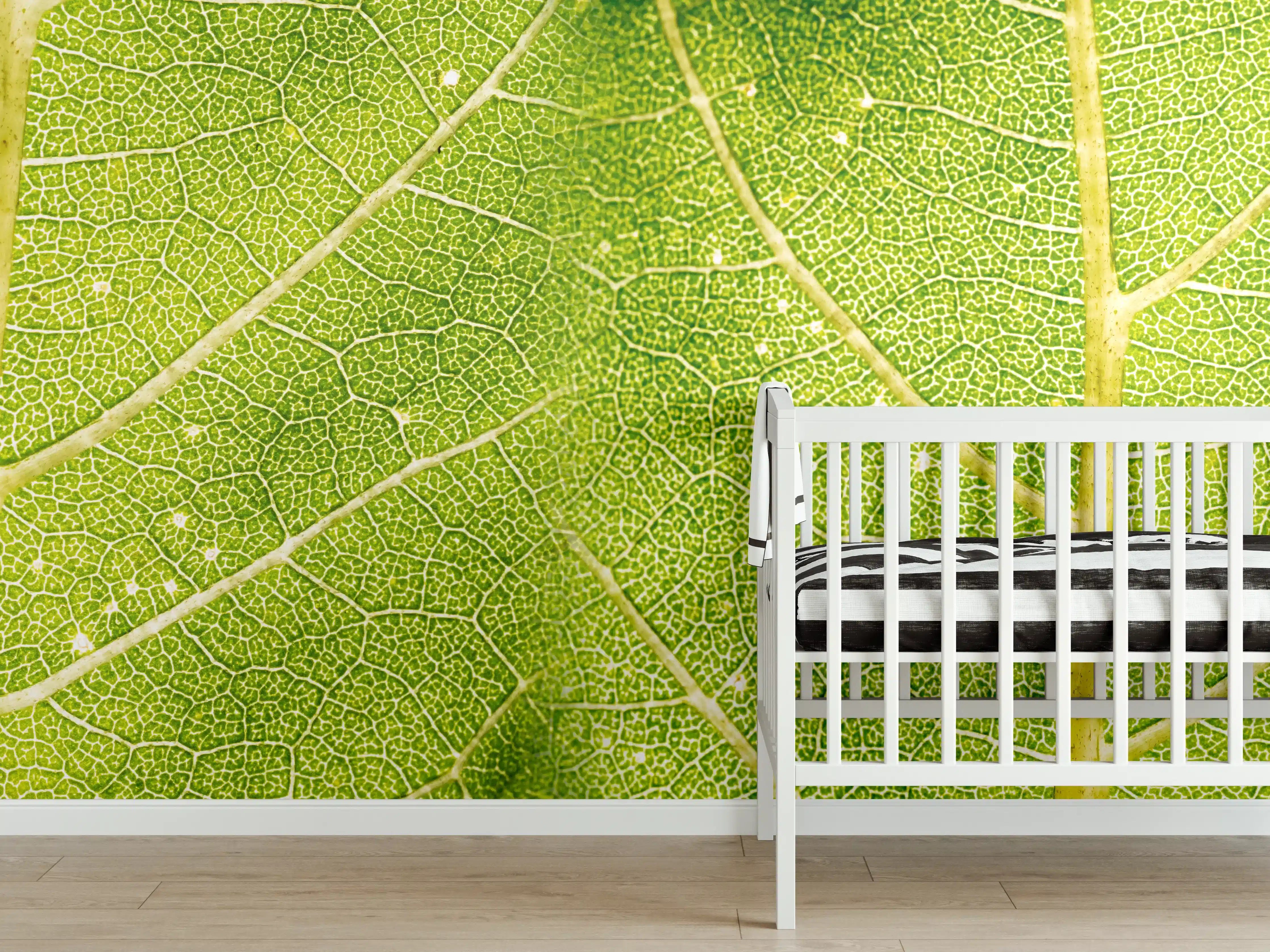 Babyzimmer Wandgestaltung - Grüne Blattstruktur Nahaufnahme