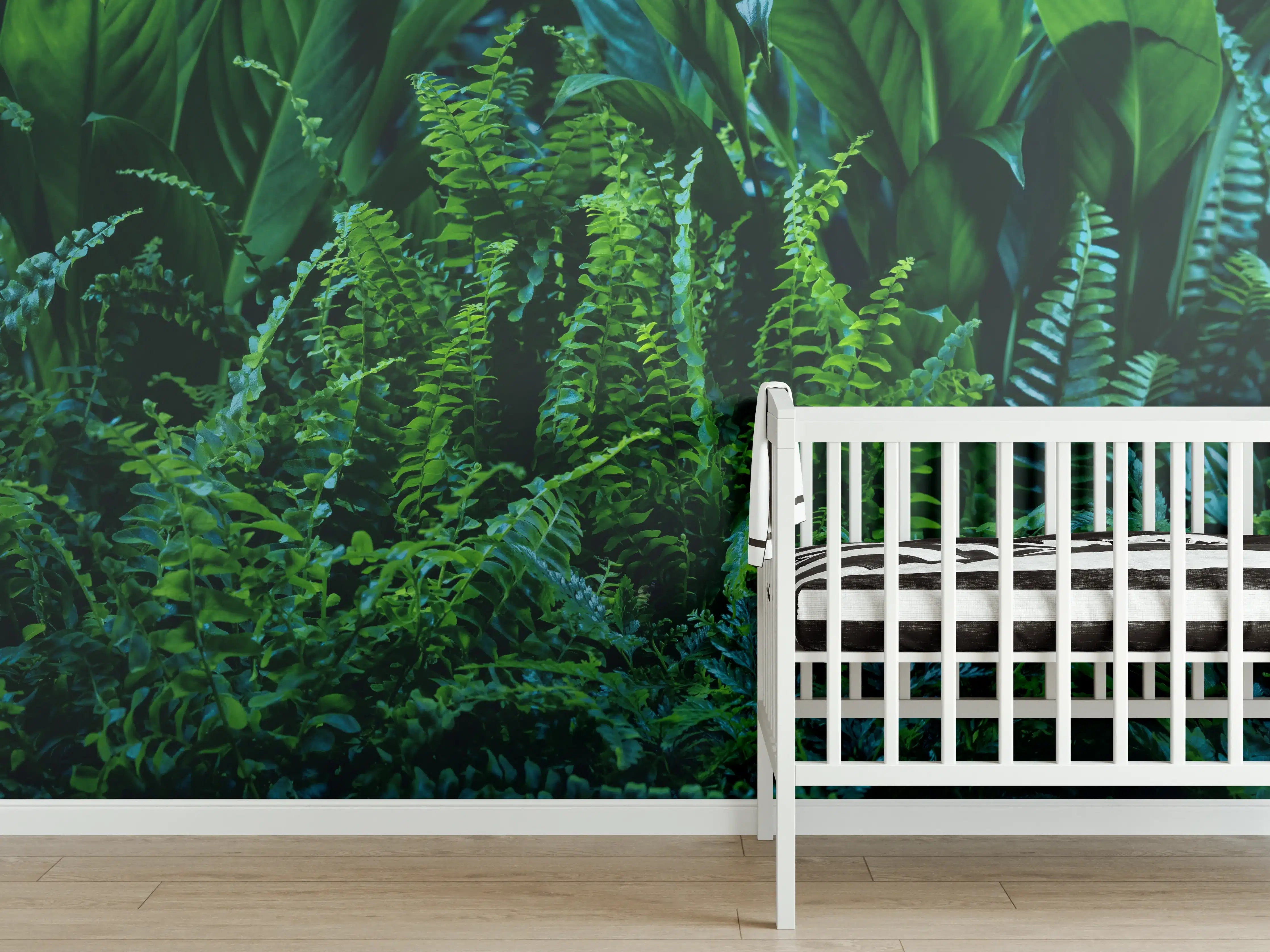Babyzimmer Wandgestaltung - Grüne Farn Blatt Textur