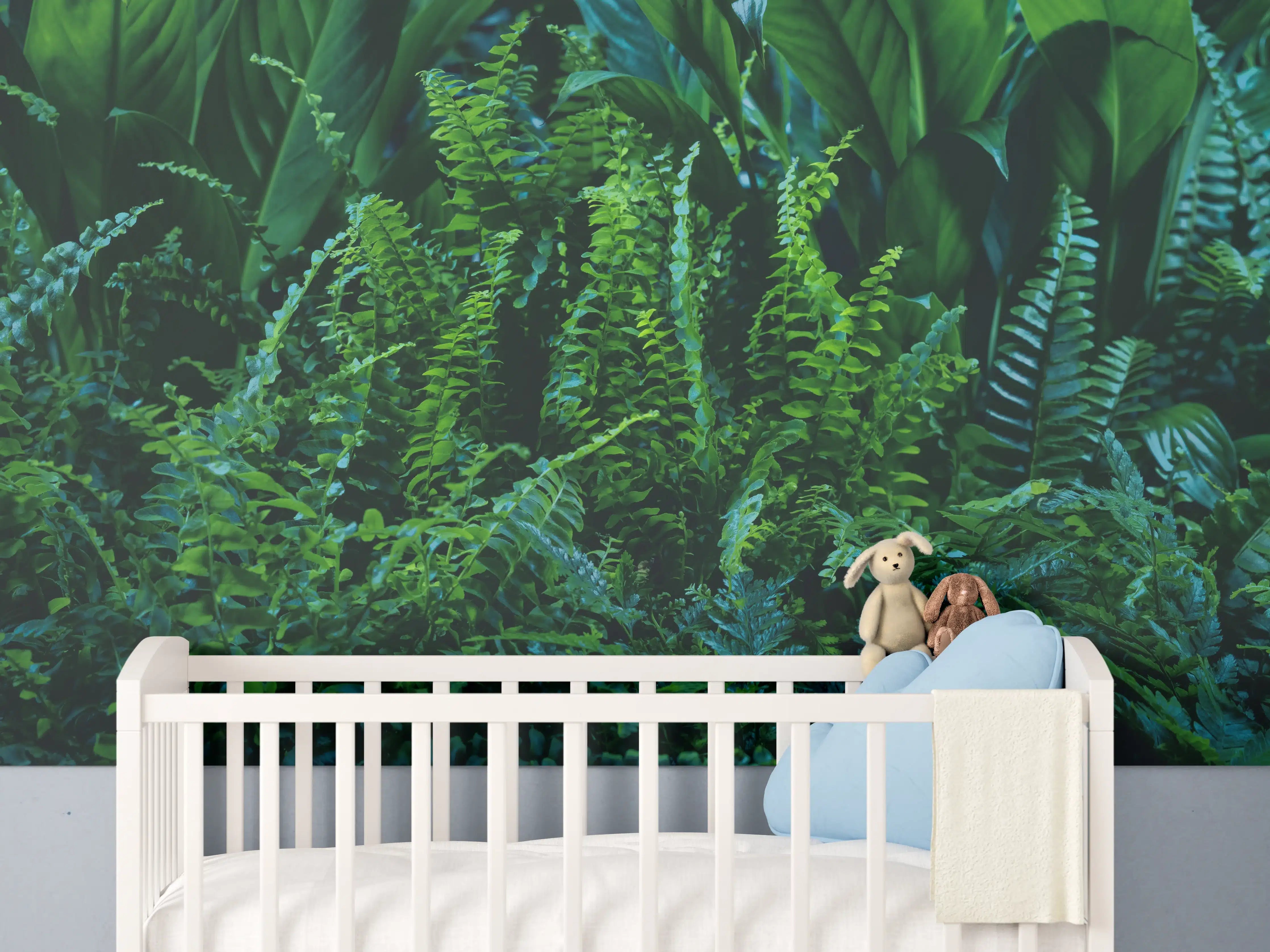 Babyzimmer Wandgestaltung - Grüne Farn Blatt Textur