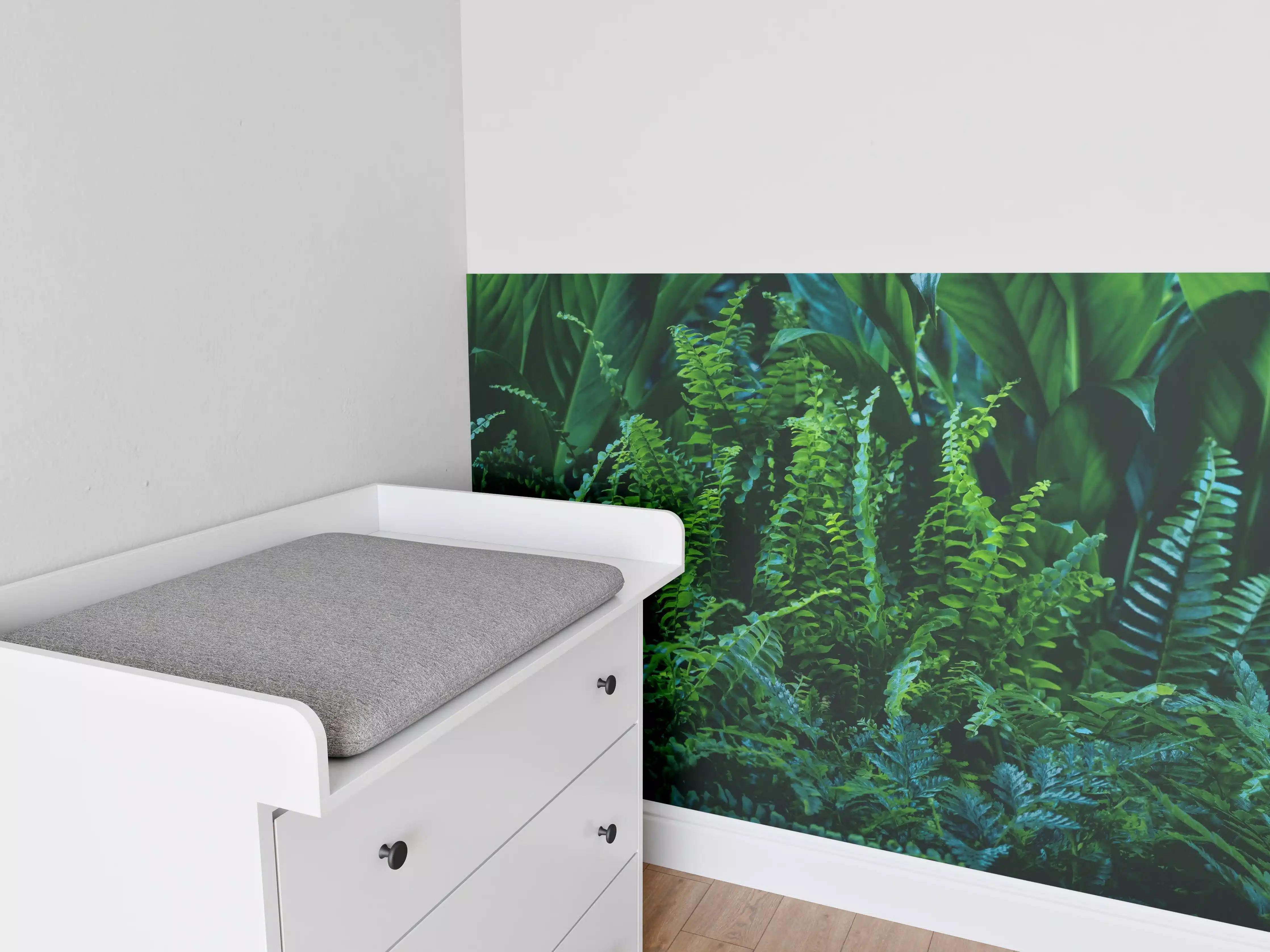 Babyzimmer Wandgestaltung - Grüne Farn Blatt Textur