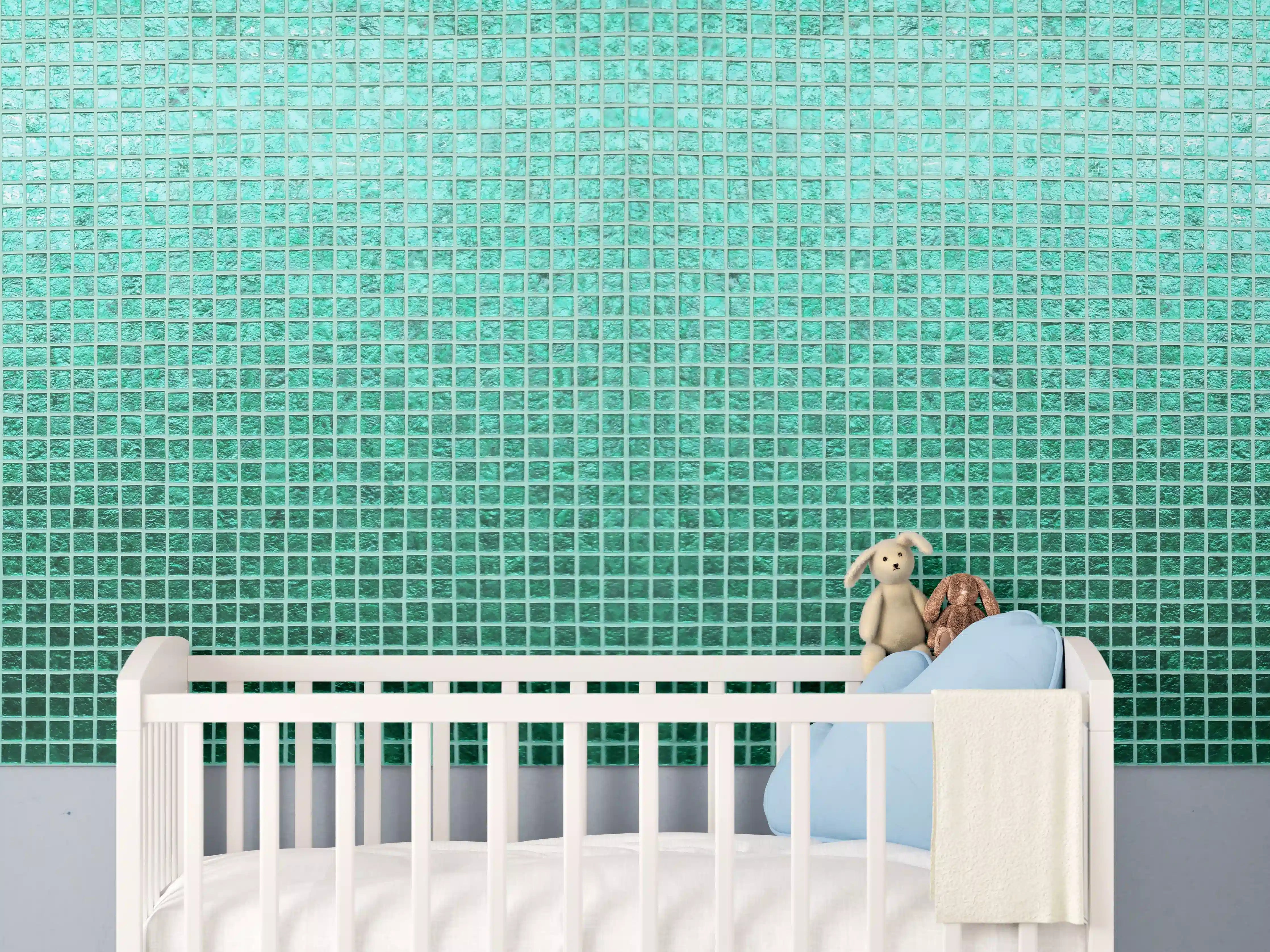 Babyzimmer Wandgestaltung - Grüne Fliesen Mosaik Textur