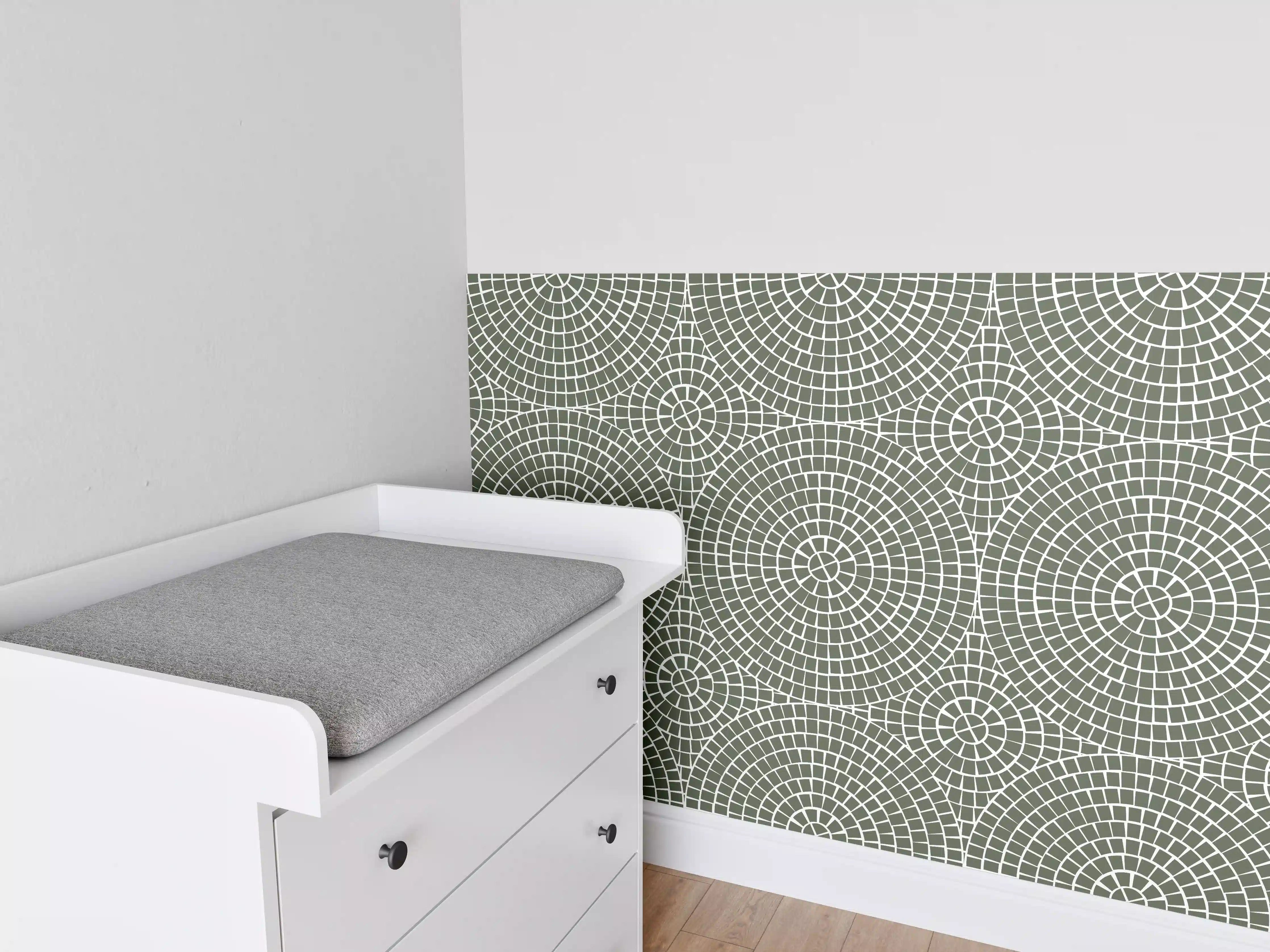 Babyzimmer Wandgestaltung - Grüne Mosaik-Fliese