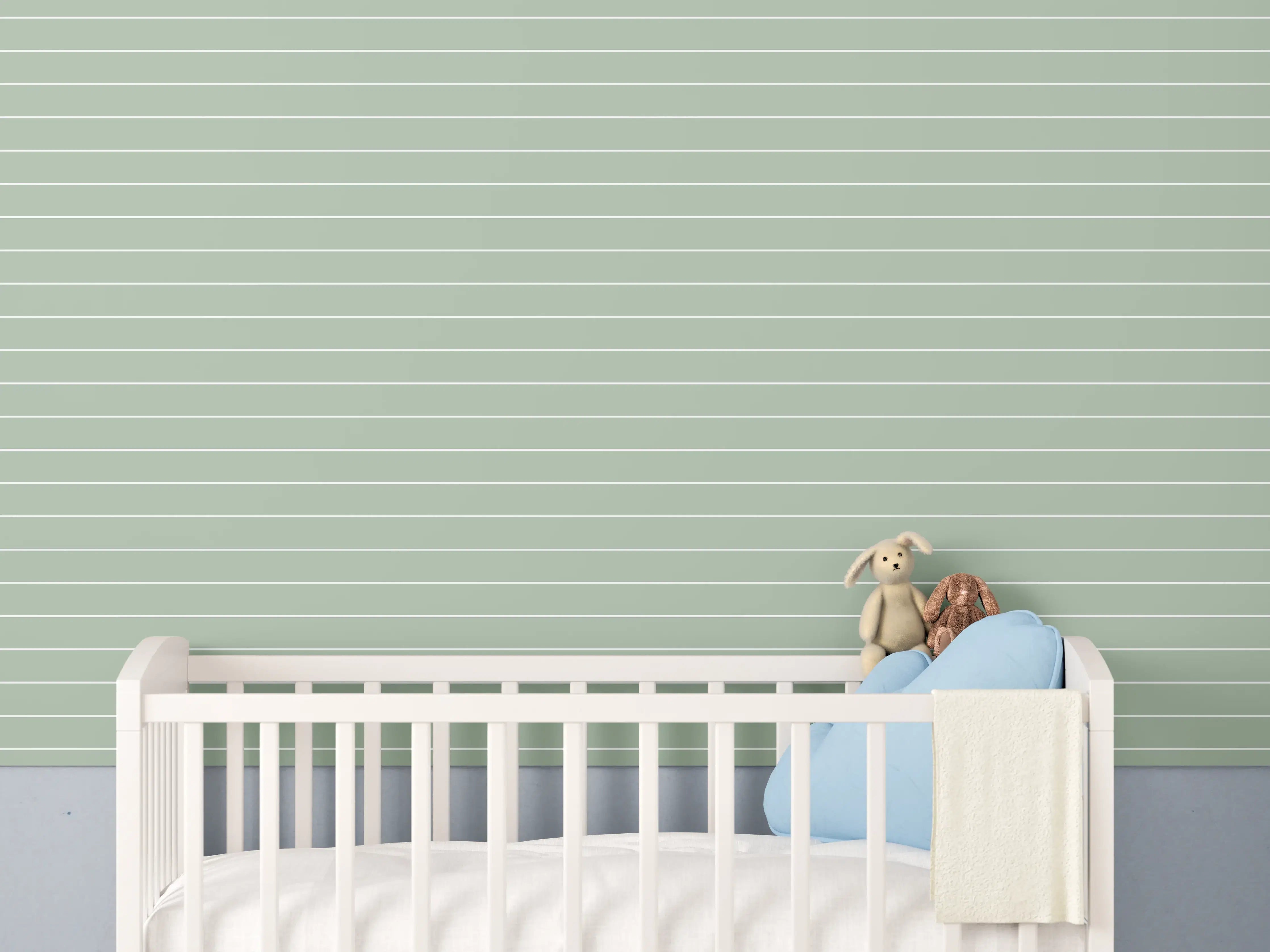 Babyzimmer Wandgestaltung - Grüne Salvia mit geometrischer Gestaltung