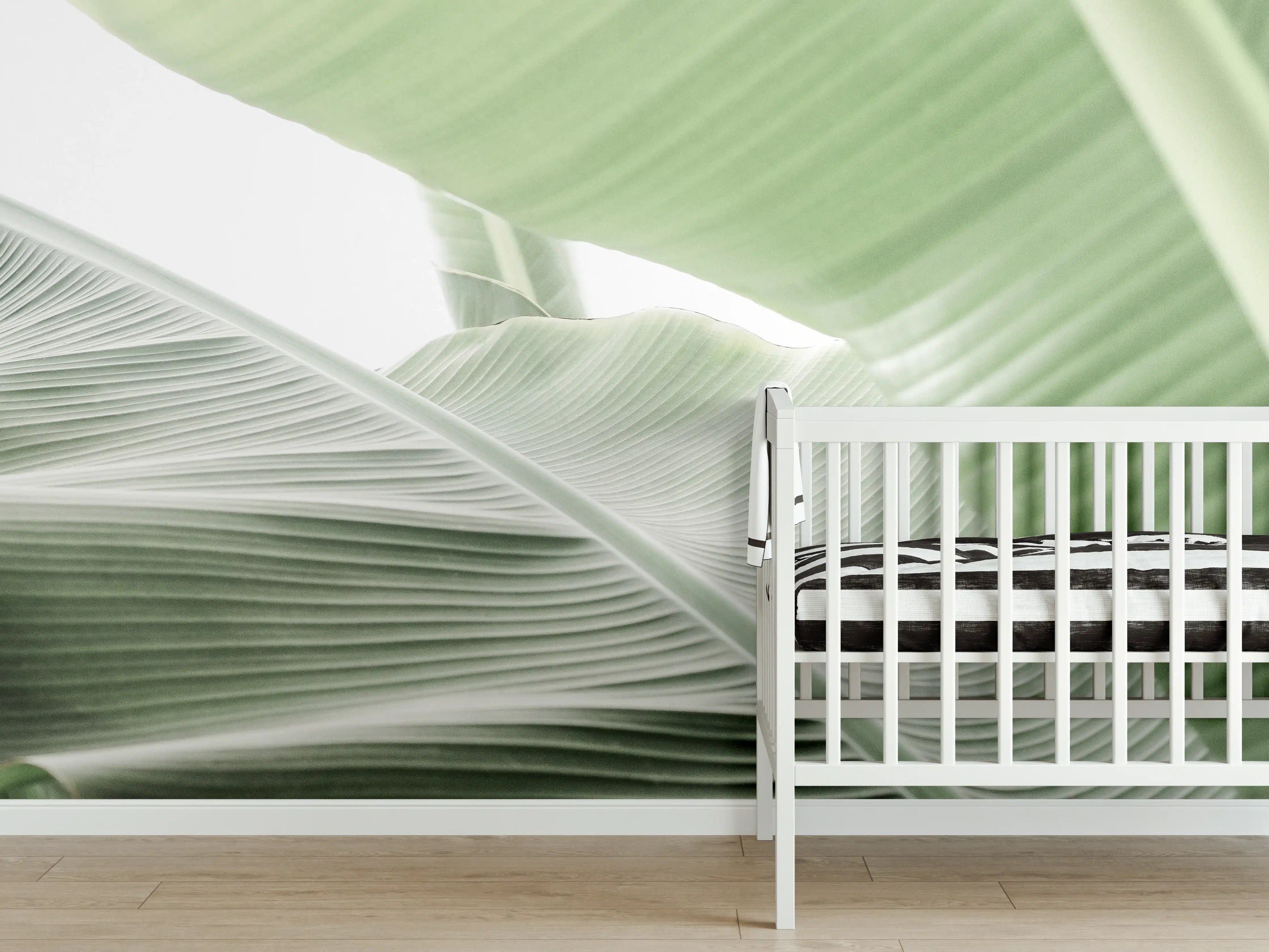 Babyzimmer Wandgestaltung - Grüne Tropenblatt-Struktur