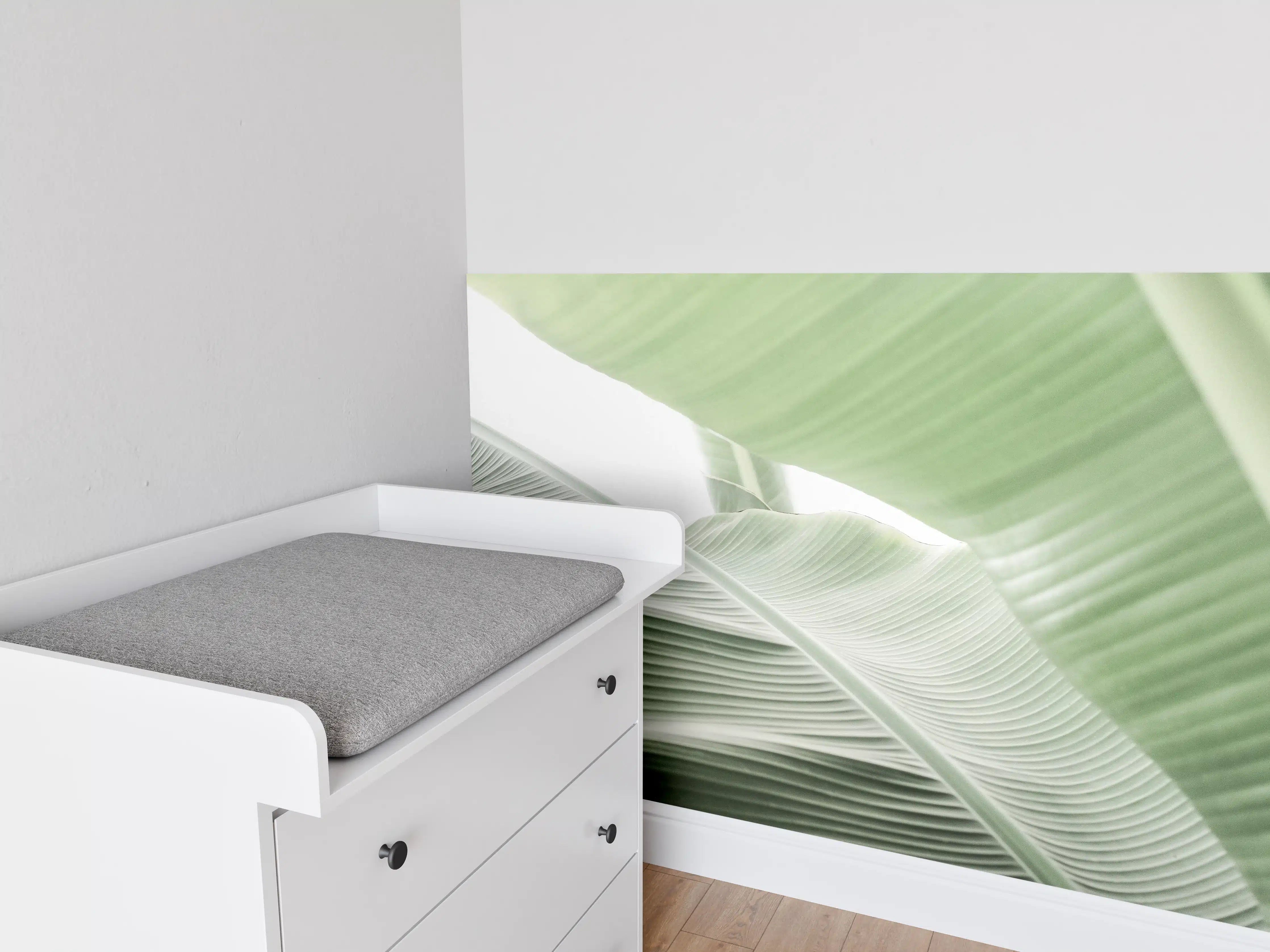 Babyzimmer Wandgestaltung - Grüne Tropenblatt-Struktur