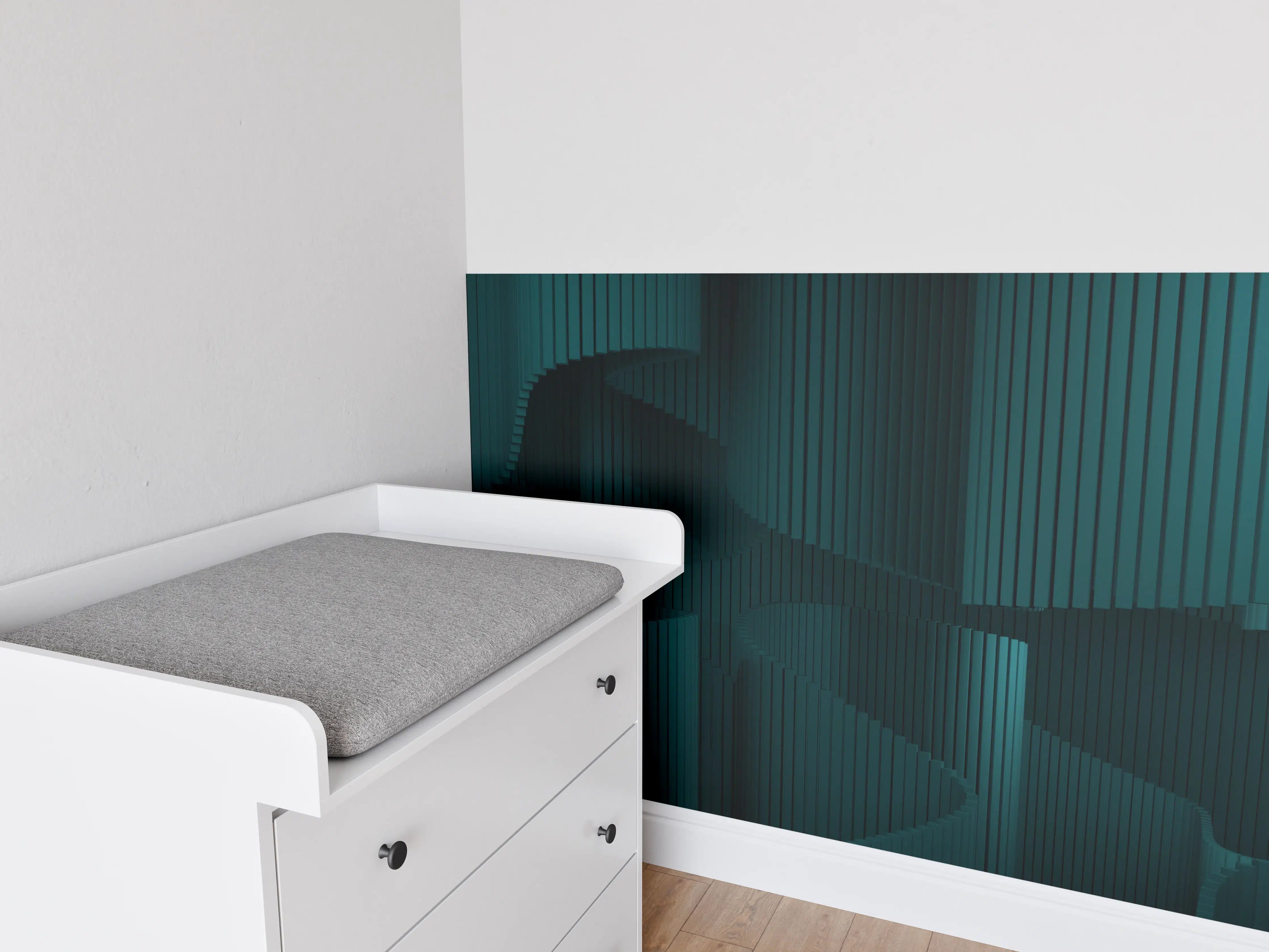 Babyzimmer Wandgestaltung - Grüne Wellige Dunkle Abstraktion