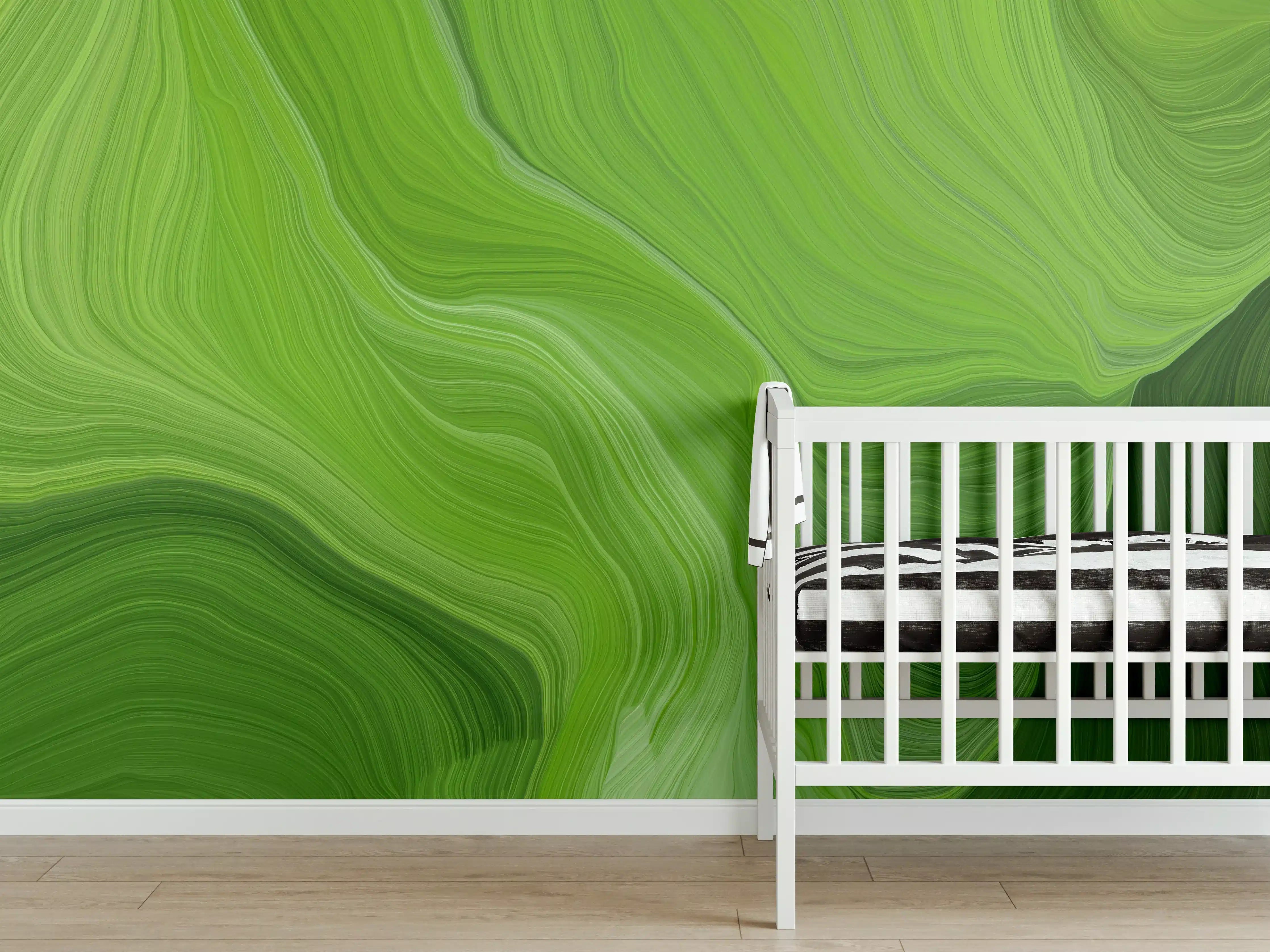 Babyzimmer Wandgestaltung - Grüne abstrakte Farbverläufe