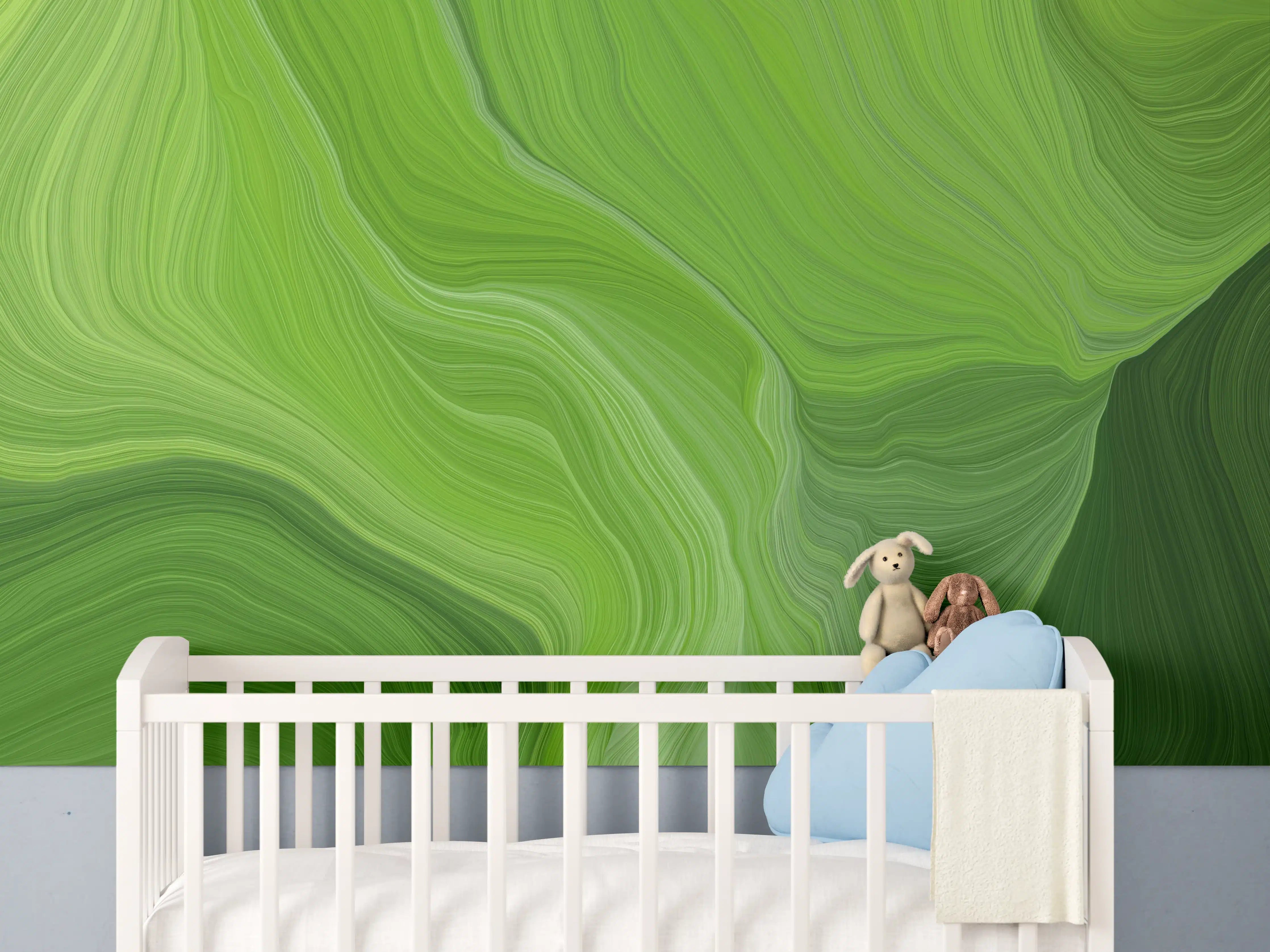 Babyzimmer Wandgestaltung - Grüne abstrakte Farbverläufe