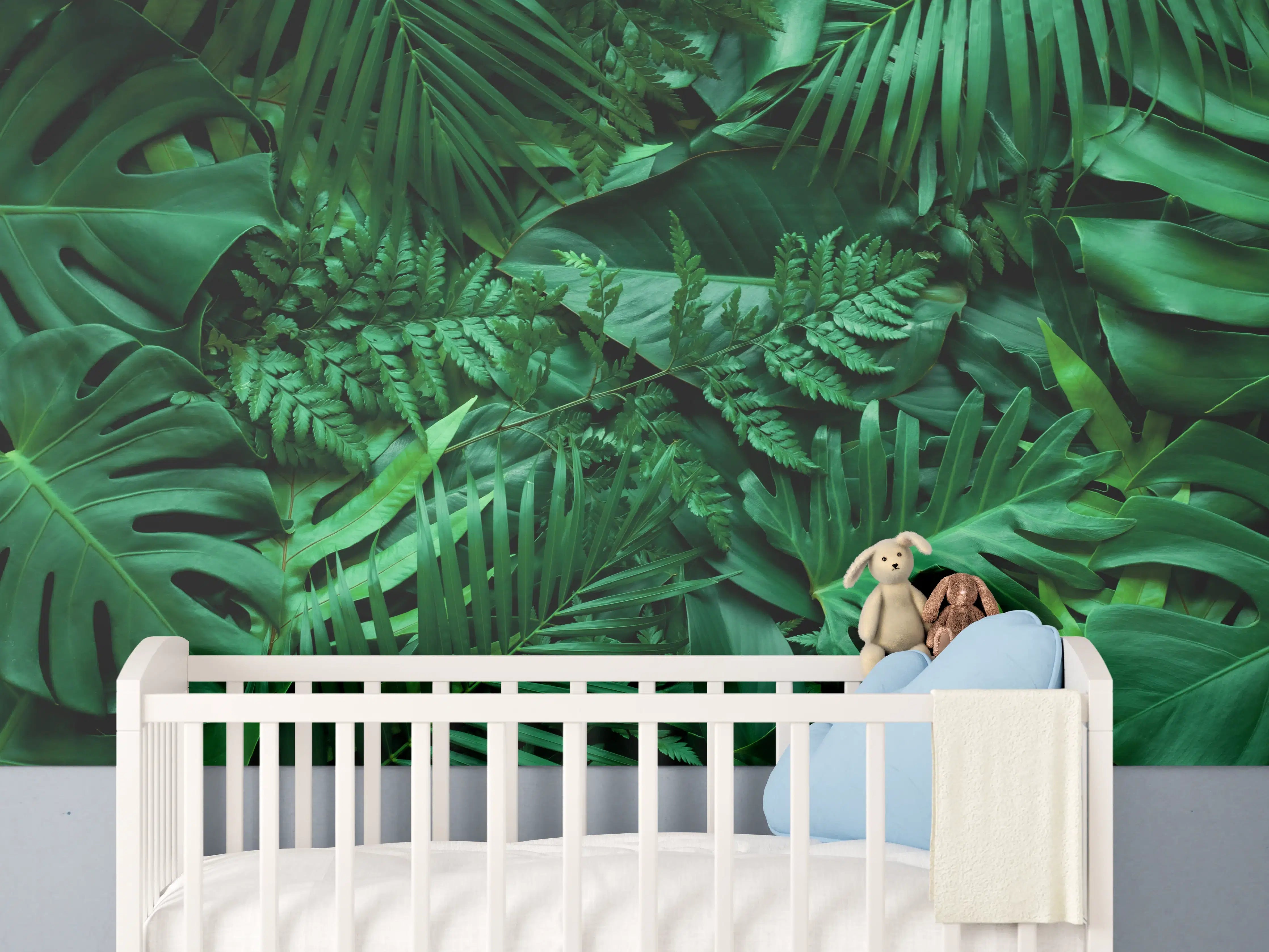 Babyzimmer Wandgestaltung - Grüne tropische Natur