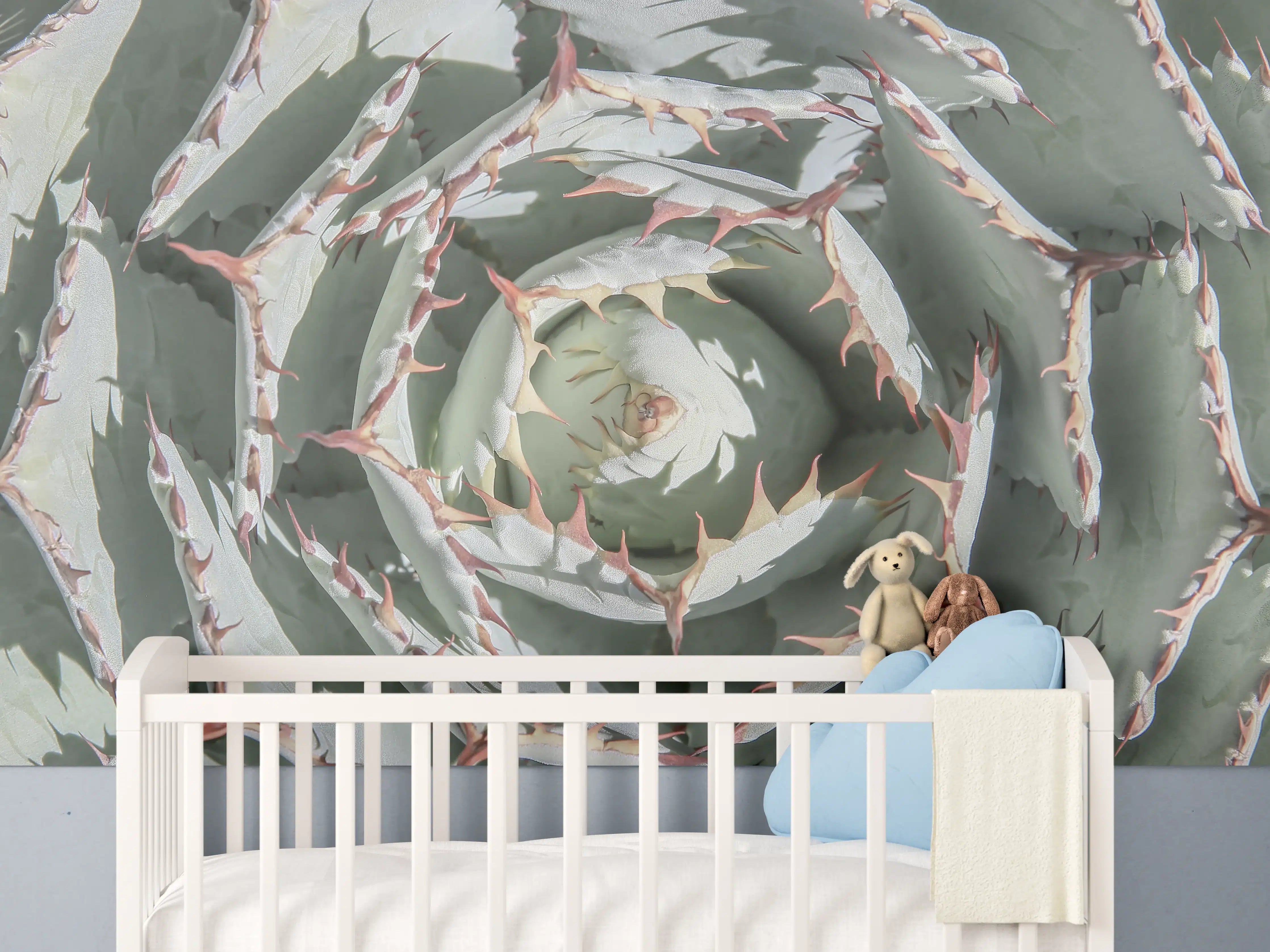 Babyzimmer Wandgestaltung - Grüner Agaven Makro Aufsicht