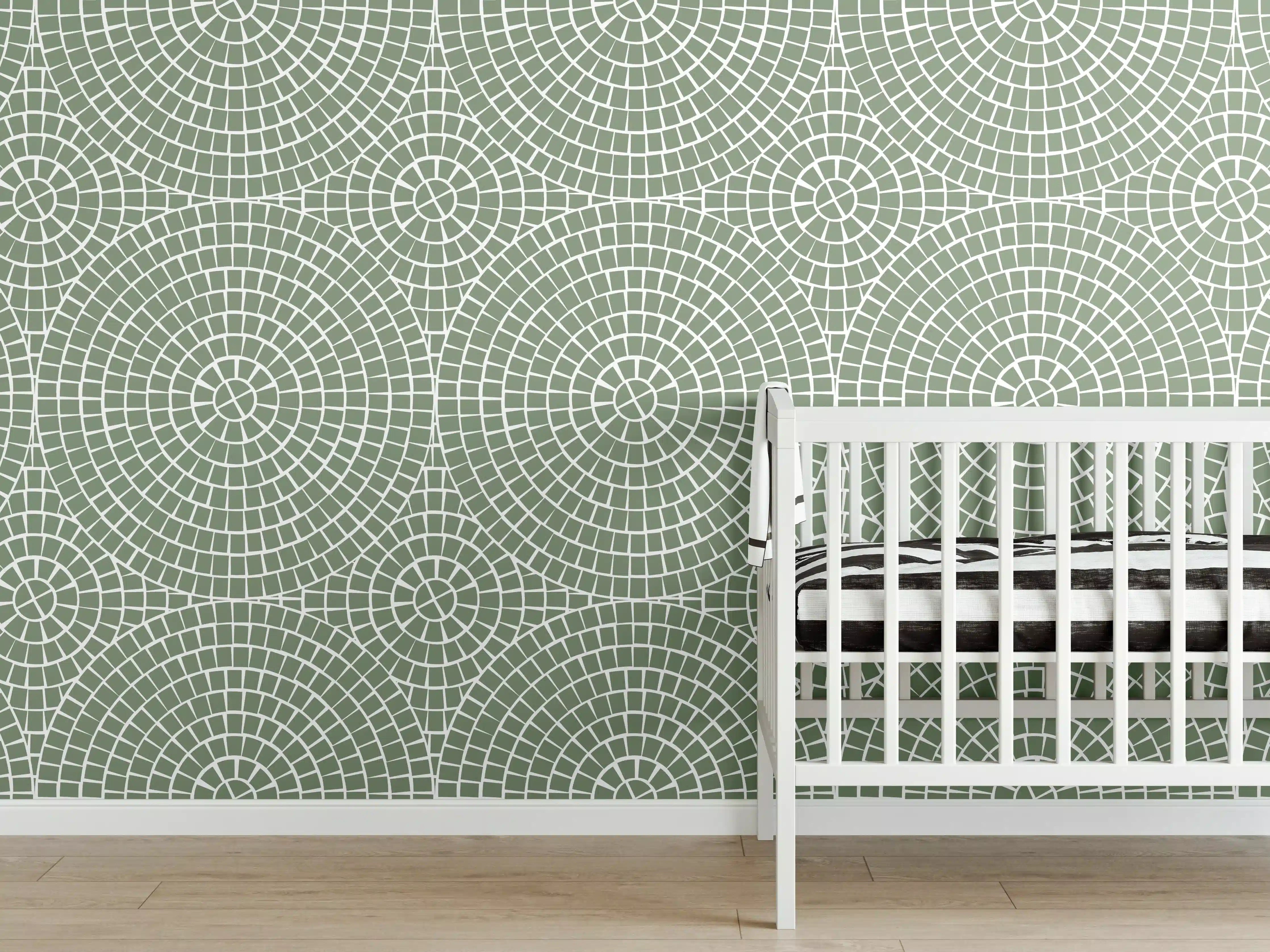 Babyzimmer Wandgestaltung - Grüner Mosaik-Textur