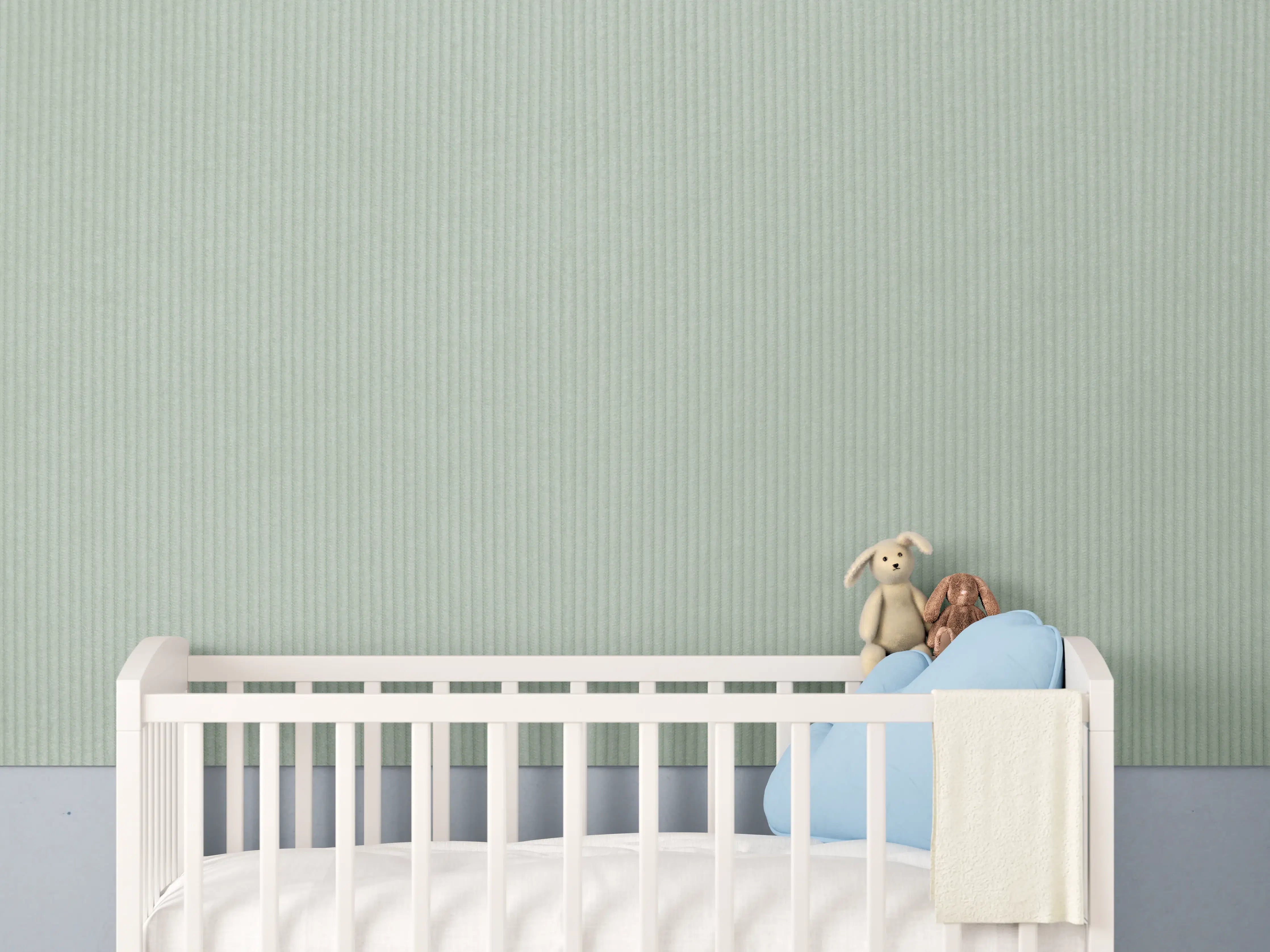 Babyzimmer Wandgestaltung - Grüner Stoff Textur