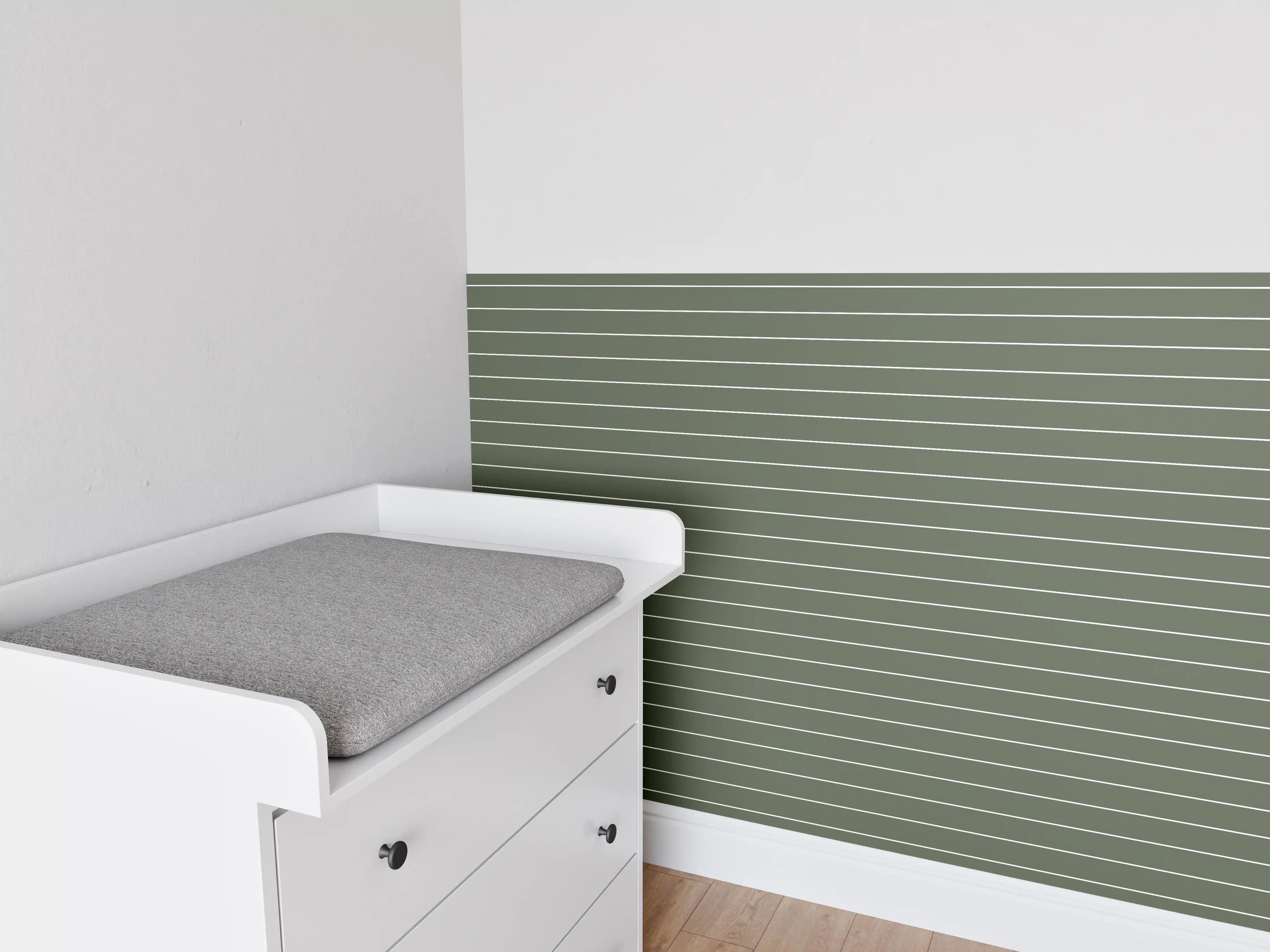 Babyzimmer Wandgestaltung - Grüner Wald mit horizontalen Linien