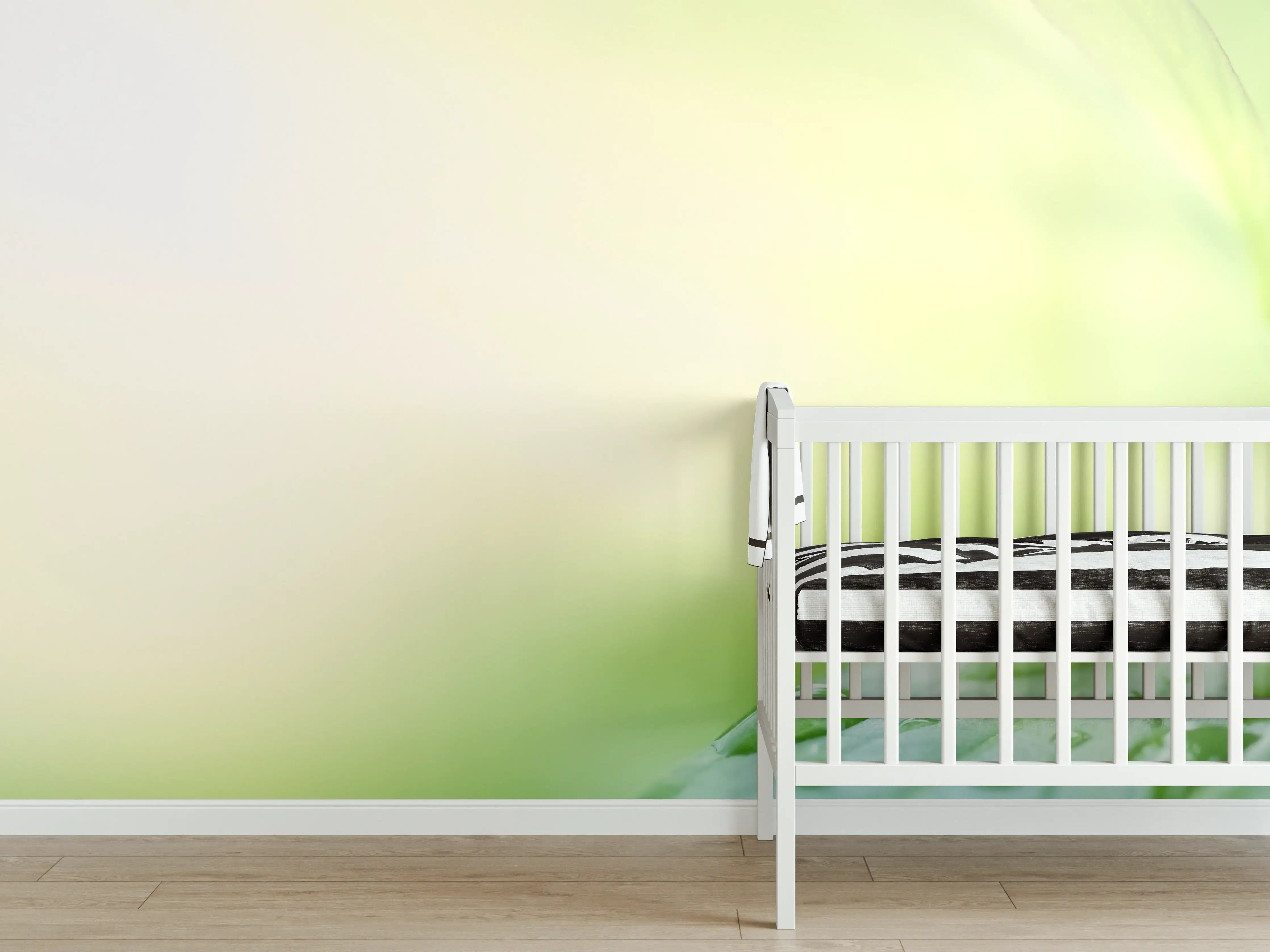 Babyzimmer Wandgestaltung - Grünes Blatt Regentropfen Sommer