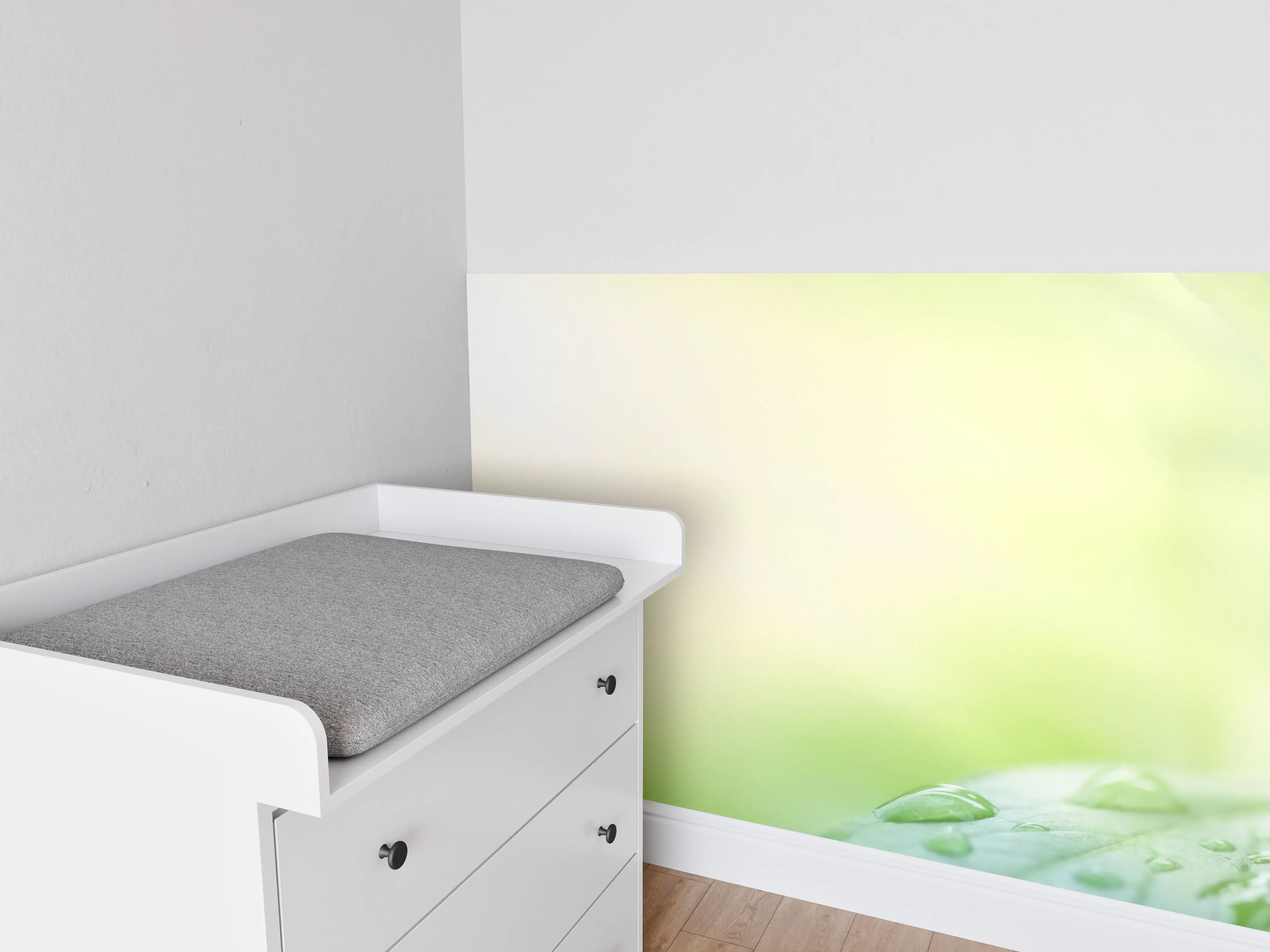 Babyzimmer Wandgestaltung - Grünes Blatt Regentropfen Sommer