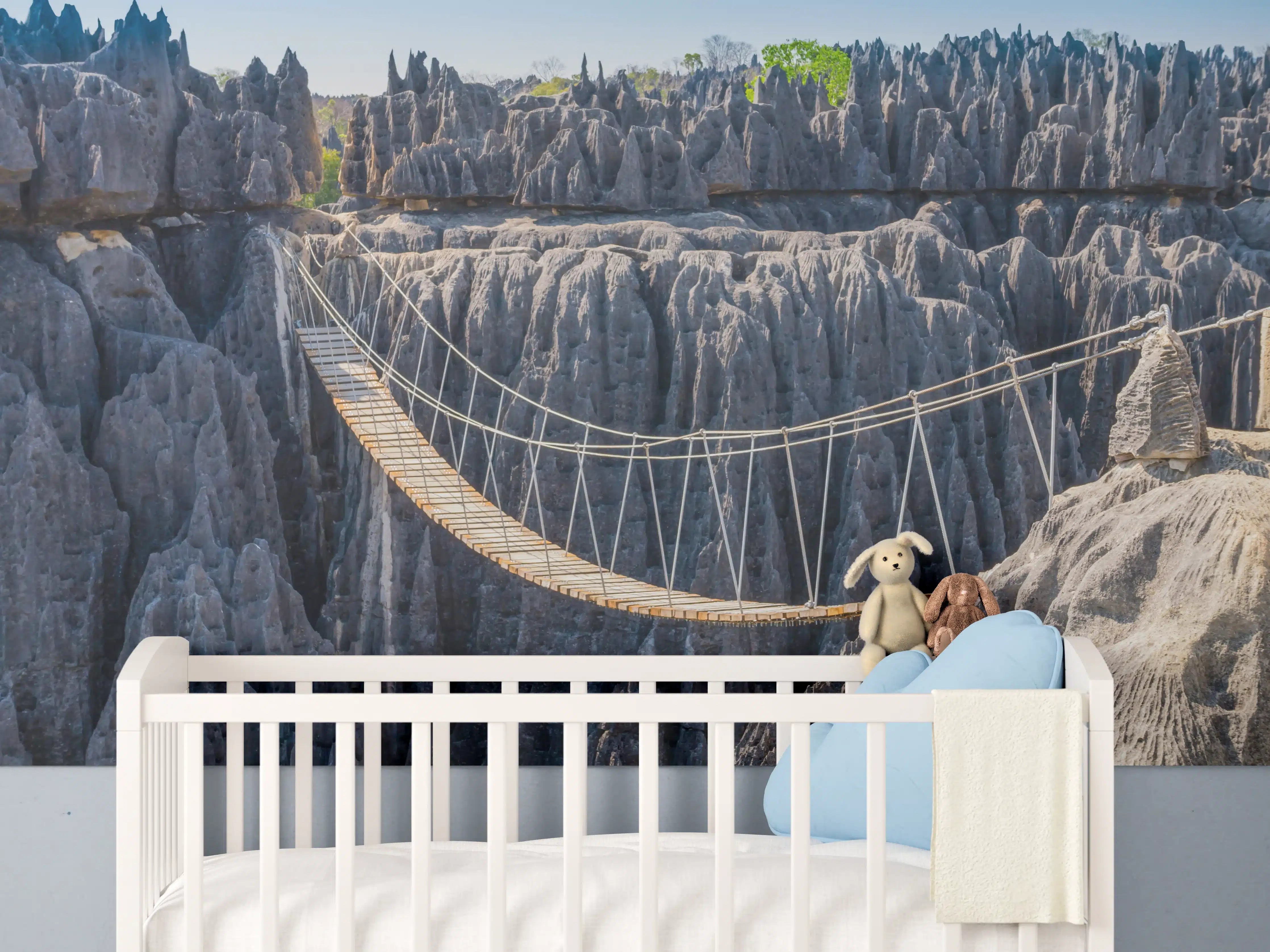 Babyzimmer Wandgestaltung - Hängebrücke Tsingy Madagascar
