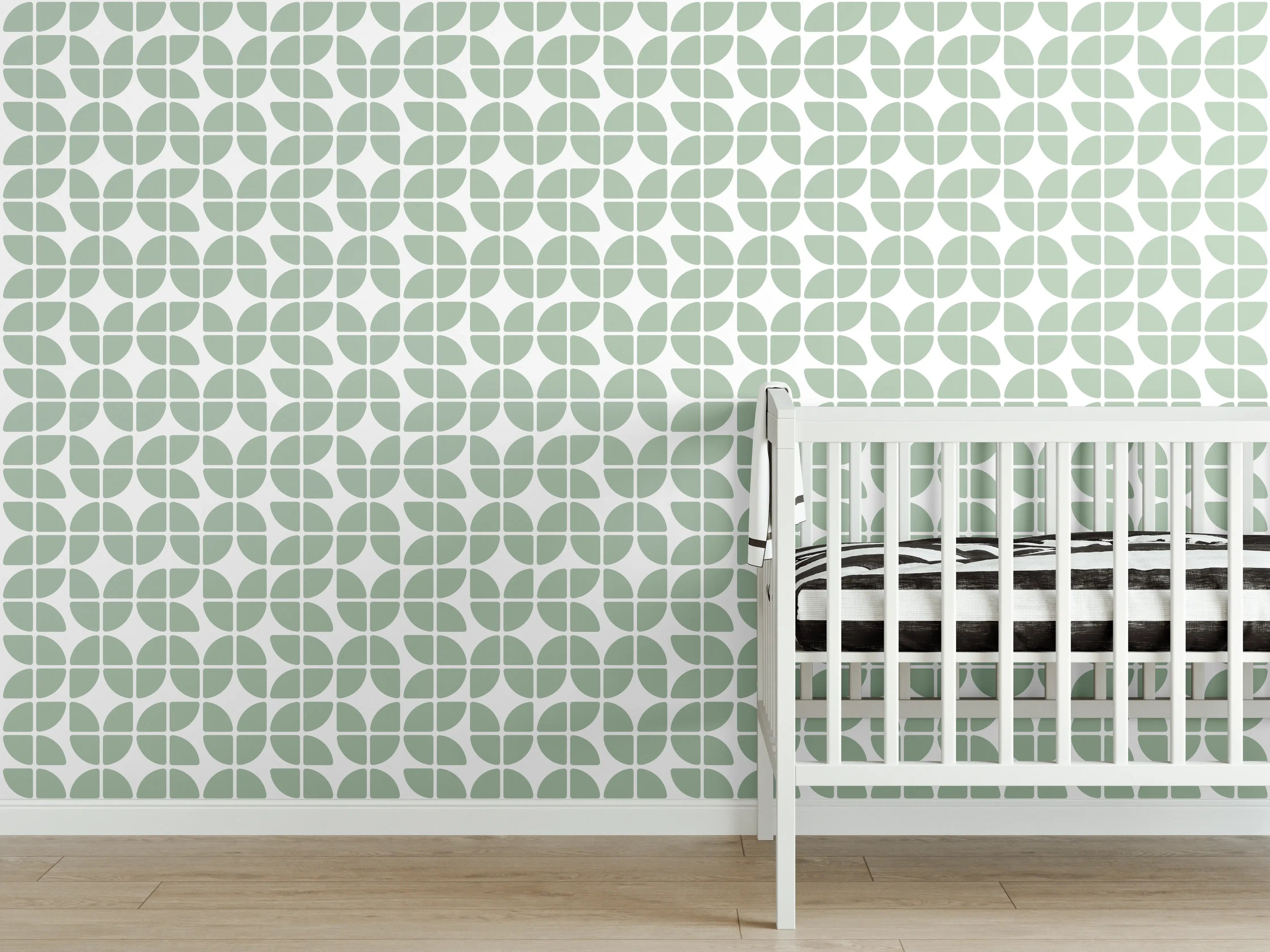 Babyzimmer Wandgestaltung - Hell & Graue Retro-Fliese