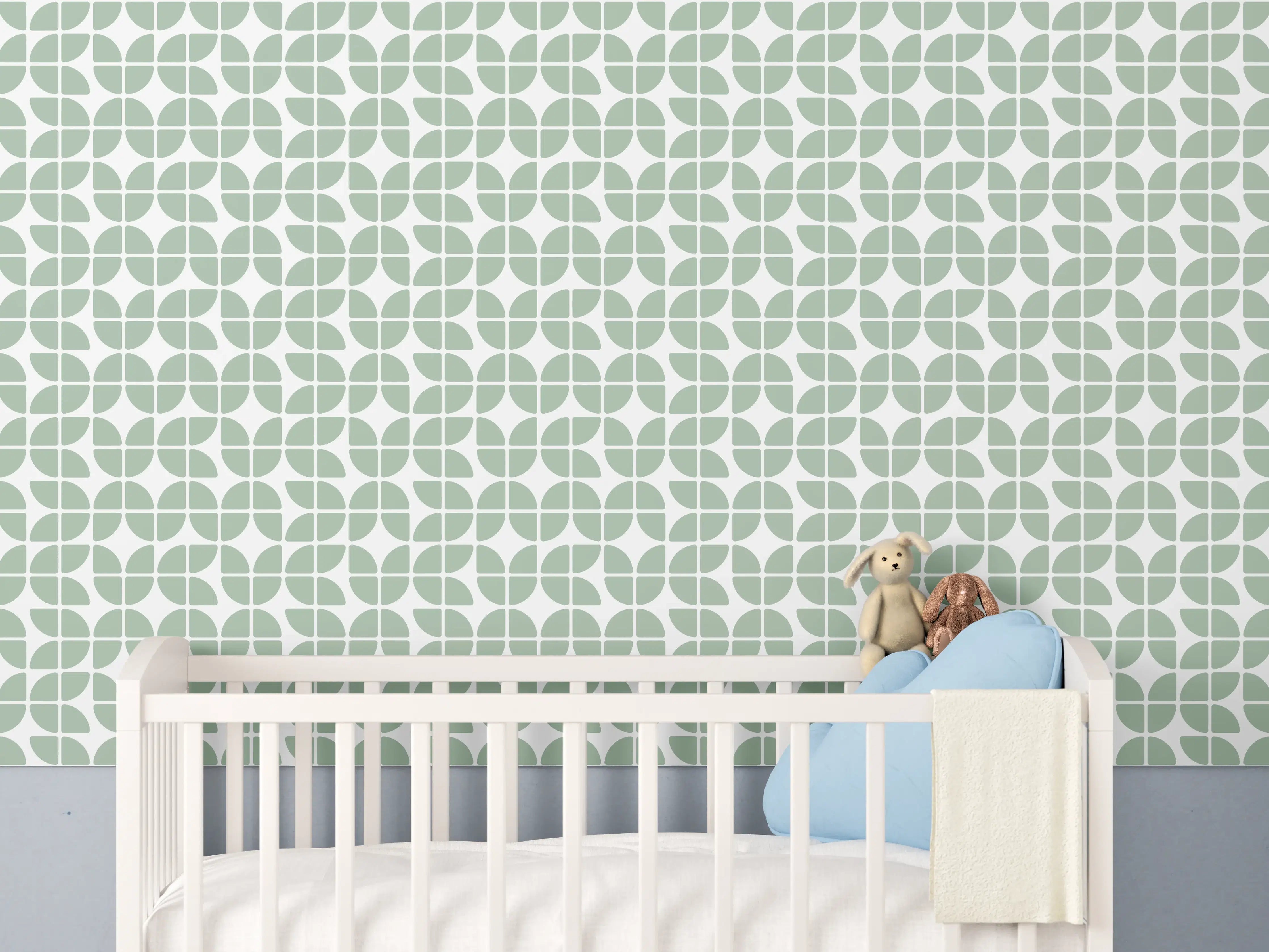 Babyzimmer Wandgestaltung - Hell & Graue Retro-Fliese