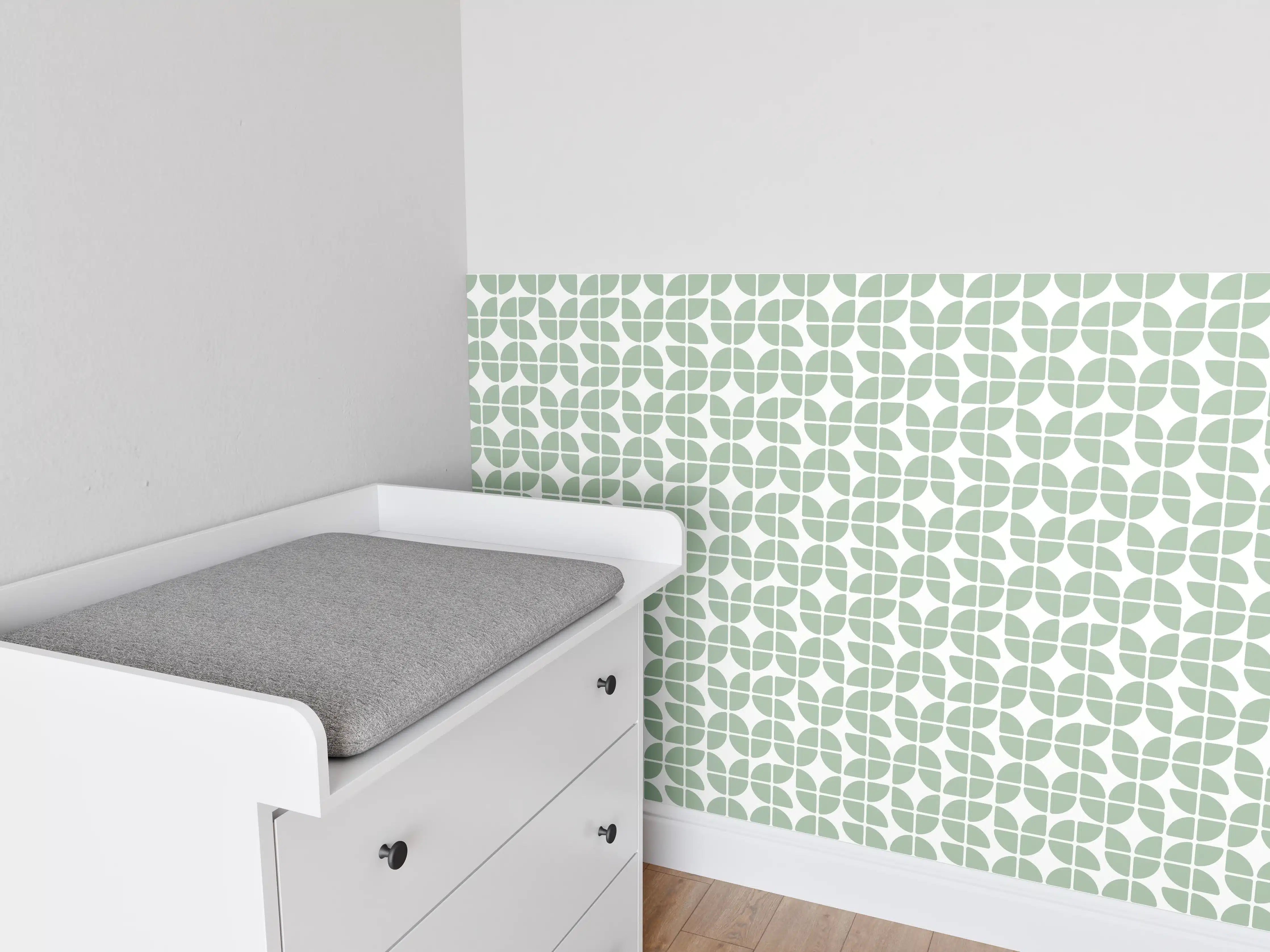 Babyzimmer Wandgestaltung - Hell & Graue Retro-Fliese