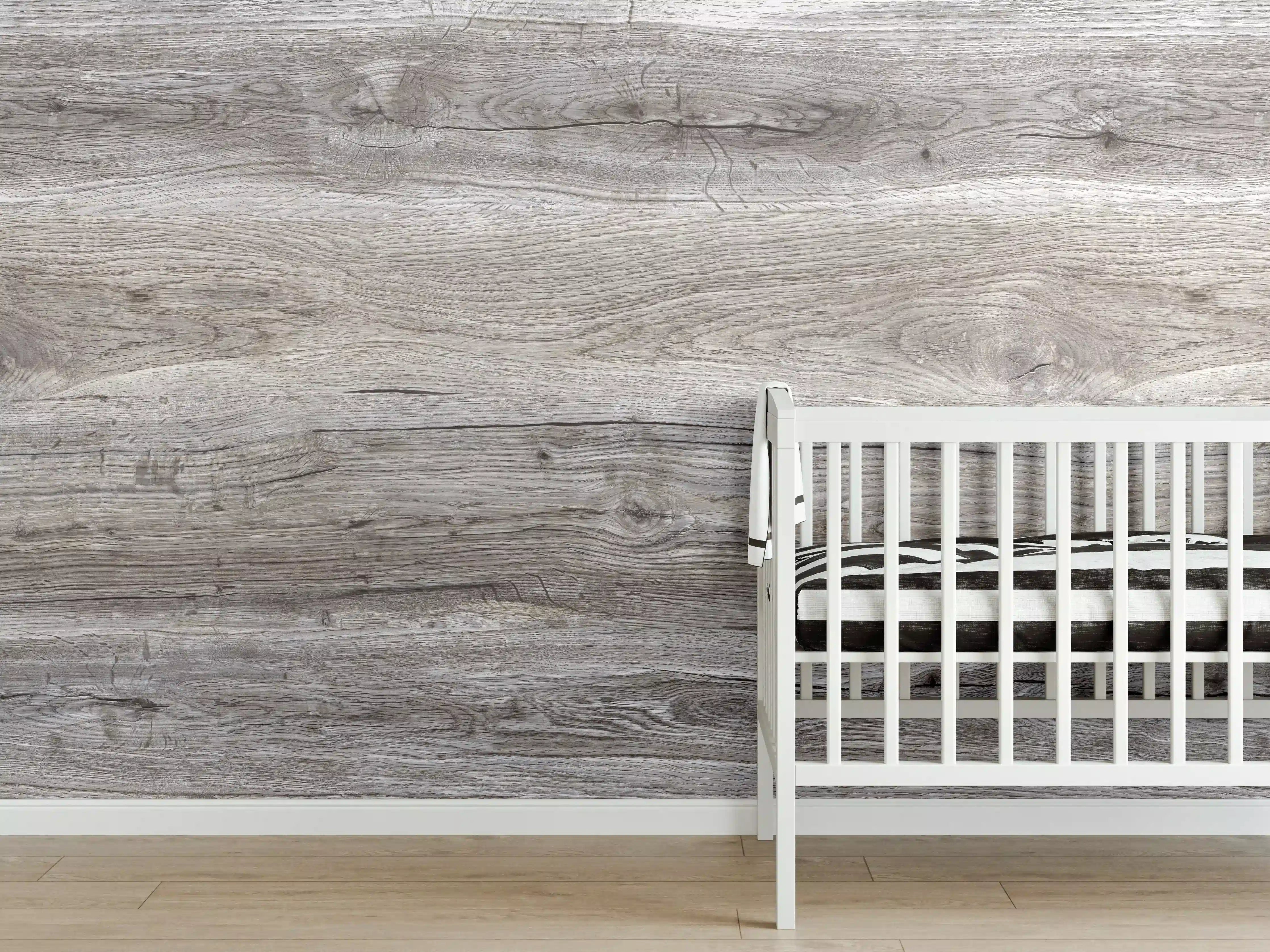 Babyzimmer Wandgestaltung - Hell-braune Holz Textur