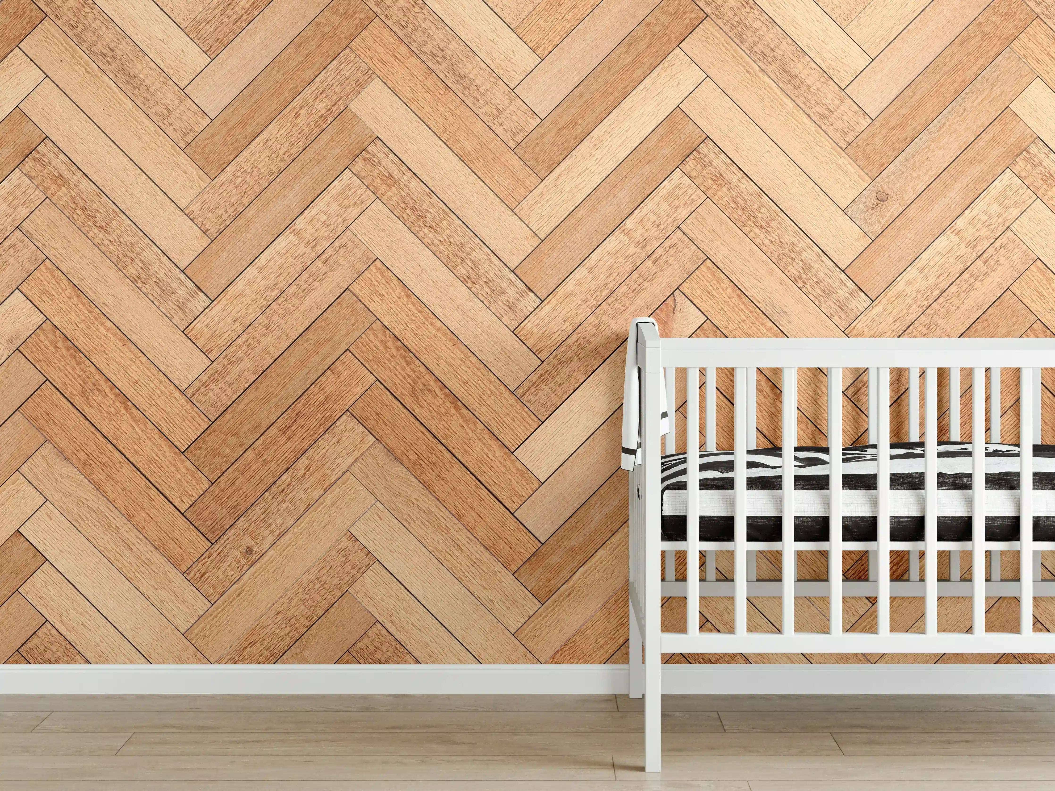 Babyzimmer Wandgestaltung - Helle Holzbrett Textur