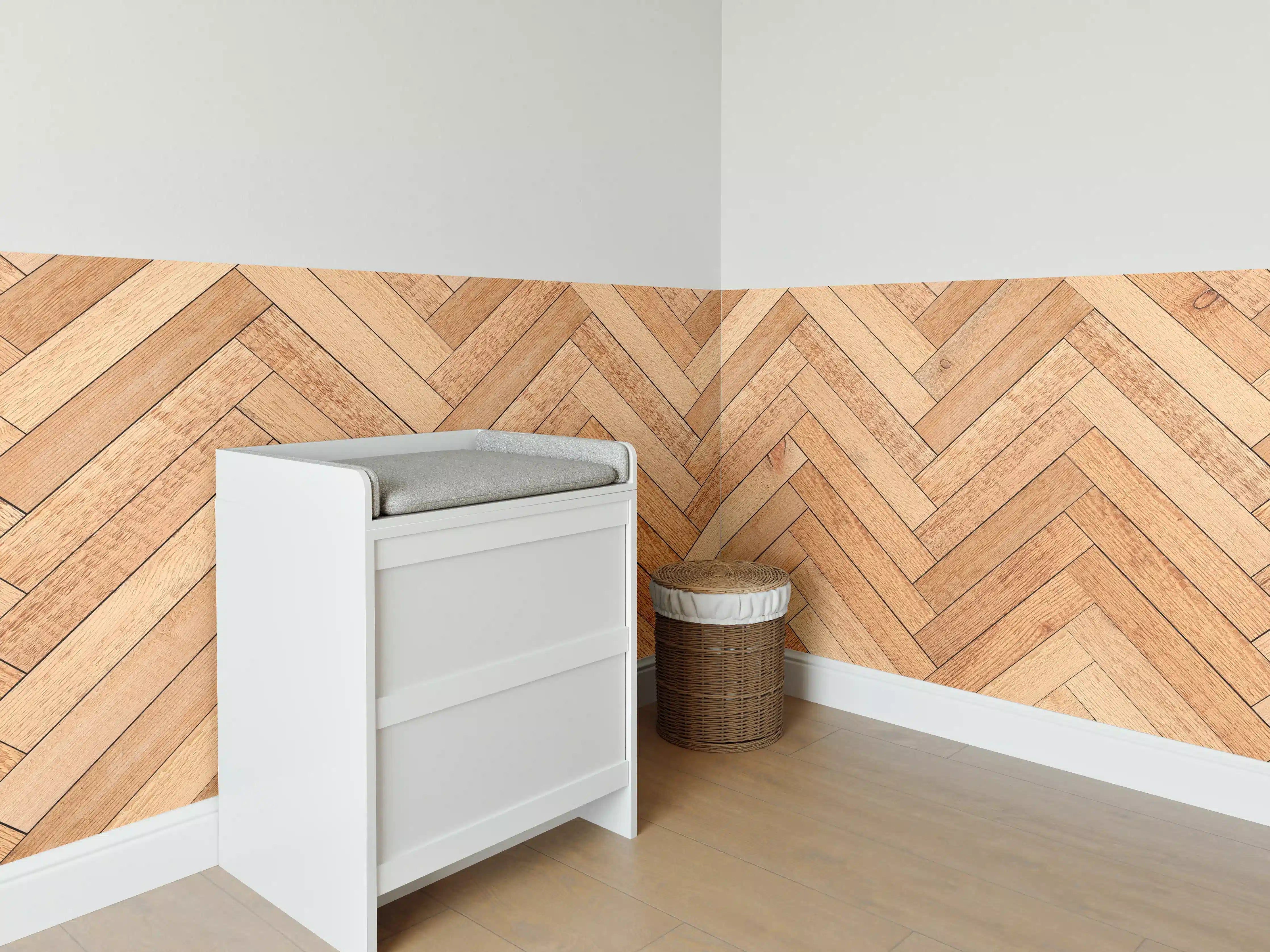 Babyzimmer Wandgestaltung - Helle Holzbrett Textur